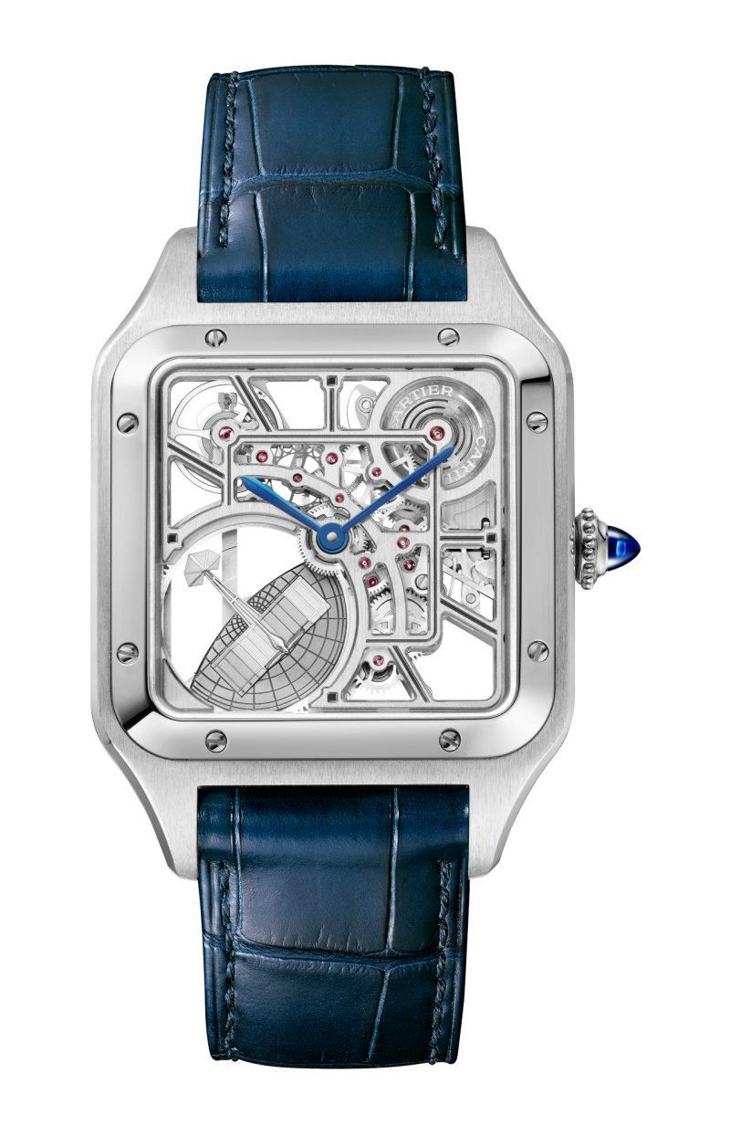 Cartier | SANTOS-DUMONT SCHELETRATO CON MICRO-ROTORE MODELLO GRANDE, ACCIAIO, AUTOMATICO - WHSA0032 (1)