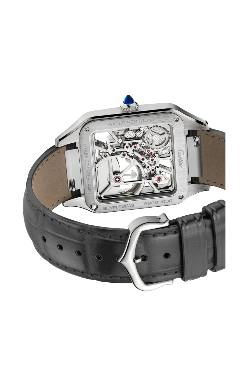 Cartier | SANTOS-DUMONT SCHELETRATO CON MICRO-ROTORE MODELLO GRANDE, ACCIAIO, AUTOMATICO - WHSA0032 (4)