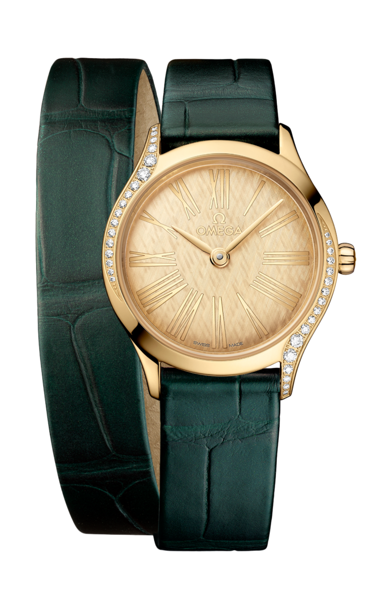 Omega | DE VILLE MINI TR&Eacute;SOR 26 MM, ORO MOONSHINE&trade; SU ALLIGATORE - 428.58.26.60.99.002 (1)