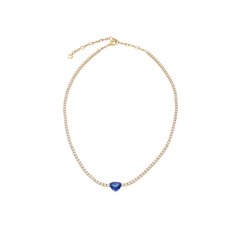 Bartorelli Italian Jewels | GIROCOLLO TENNIS IN ORO ROSA CON ZAFFIRO BLU E DIAMANTI BIANCHI - 171-2301 (1)