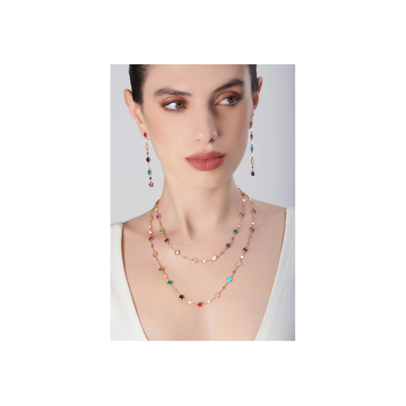 Pasquale Bruni | SAUTOIR FIGLIA DEI FIORI IN ORO ROSA CON AGATA VERDE, CORNIOLA ROSSA, ONICE, PIETRA DI LUNA BIANCA, CALCEDONIO ROSA, CITRINO, AMETISTA, TOPAZIO BLU LONDON, QUARZO FUM&Eacute;, TOPAZIO BLU, LAPISLAZZULI, CRISOPRASIO, GRANATO ROSSO, TURCHESE, AGATA BIANCA, CALCEDONIO AZZURRO E DIAMANTI - 16705R (3)