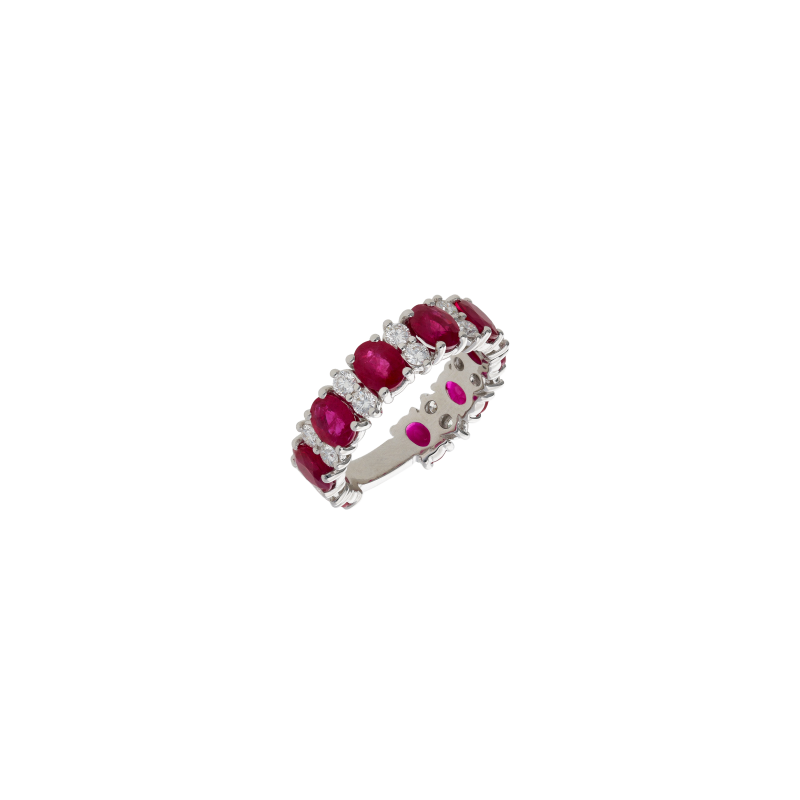 Bartorelli Italian Jewels | ANELLO VERETTA IN ORO BIANCO CON DIAMANTI E ZAFFIRI ROSA - 000-5136-204 (1)