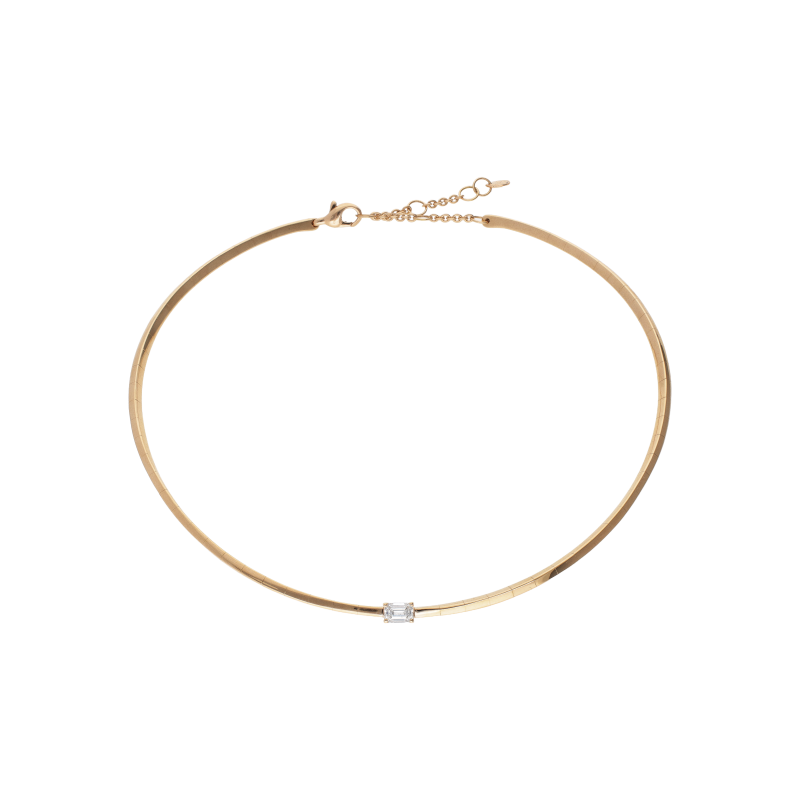 Bartorelli Italian Jewels | COLLANA GIROCOLLO SEMIRIGIDO IN ORO ROSA CON DIAMANTE CERTIFICATO - 216-CR1223-BG (1)