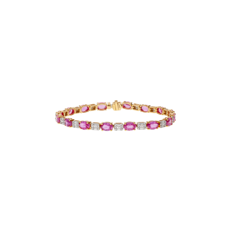 Bartorelli Italian Jewels | BRACCIALE IN ORO ROSA CON ZAFFIRI ROSA ALTERNATI A DIAMANTI - 035-VB27559 (1)