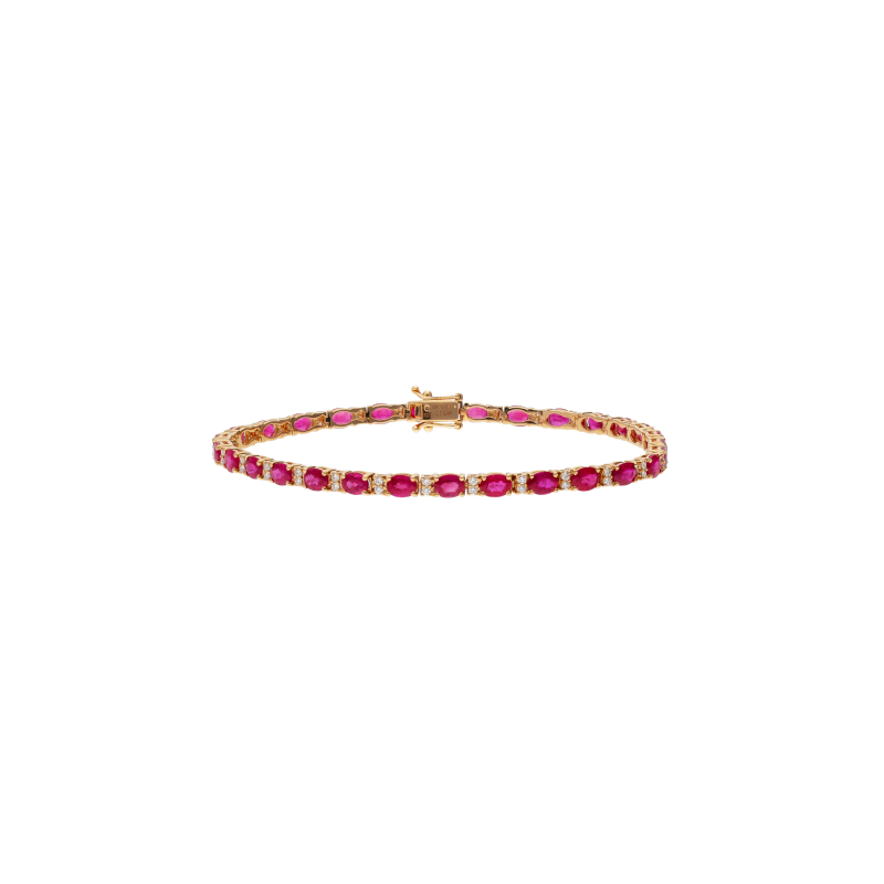 Bartorelli Italian Jewels | BRACCIALE TENNIS IN ORO ROSA CON RUBINI ALTERNATI A DIAMANTI - 421-BR-OV-4-3 (1)