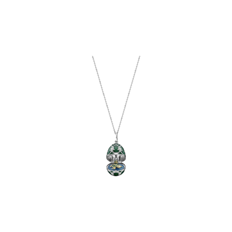 Faberg&eacute; | OVETTO FABERG&Eacute; HERITAGE TARTARUGA IN ORO BIANCO, SMALTO GUILLOCH&Eacute; VERDE E DIAMANTI - 3353 (1)