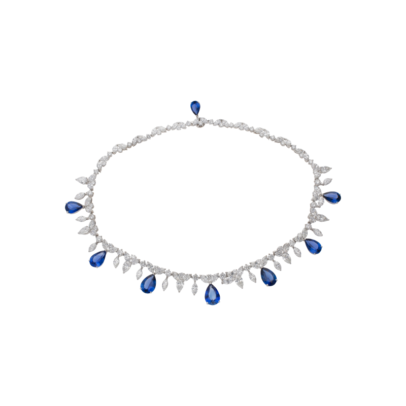 Bartorelli Italian Jewels | COLLANA TENNIS GIROCOLLO CERTIFICATA CON PENDENTI DIAMANTI E ZAFFIRI BLU - GG/EMI/A68C (1)