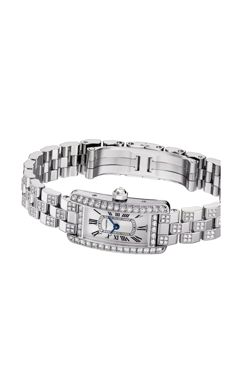 Cartier | TANK AM&Eacute;RICAINE, MODELLO MINI, ORO BIANCO, DIAMANTI, QUARZO - WJTA0067 (4)