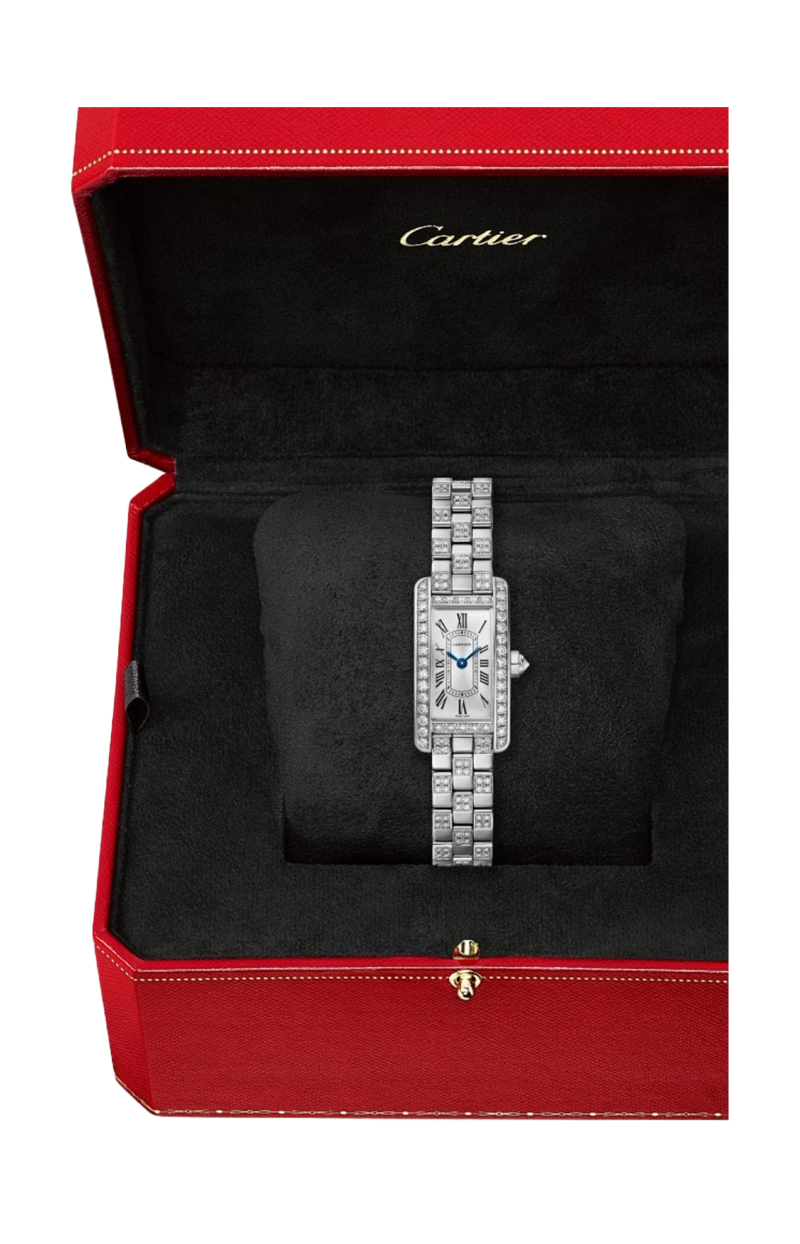 Cartier | TANK AM&Eacute;RICAINE, MODELLO MINI, ORO BIANCO, DIAMANTI, QUARZO - WJTA0067 (6)