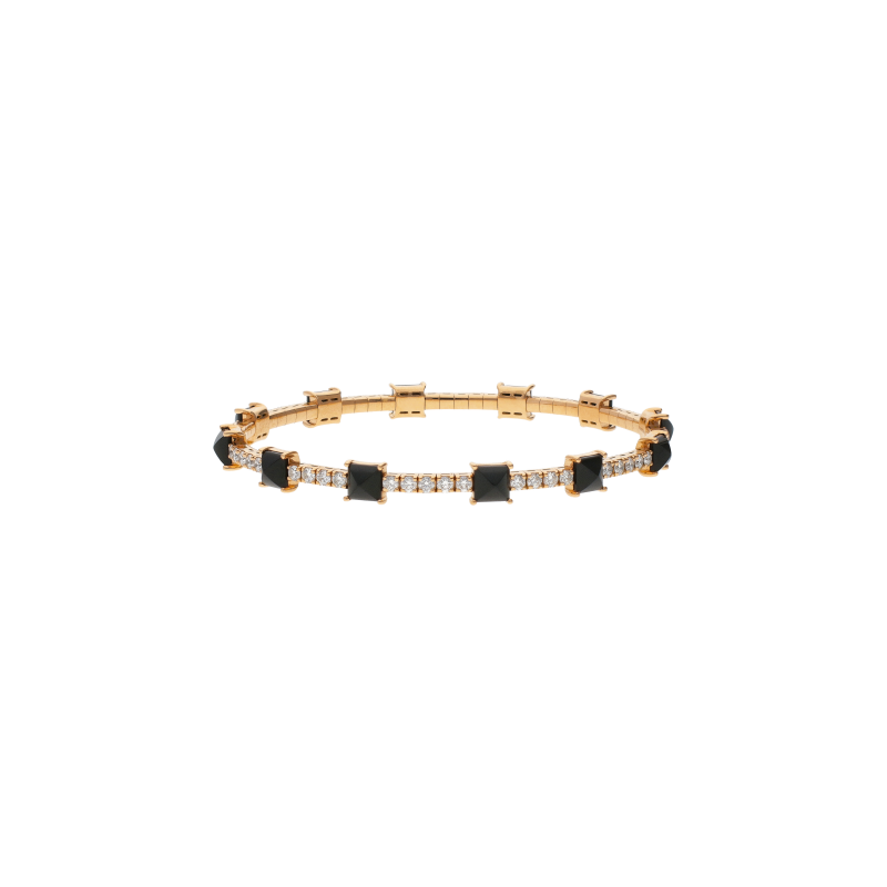 Bartorelli Italian Jewels | BRACCIALE TENNIS ELASTICO IN ORO ROSA CON ONICI E DIAMANTI - BRPIRELASTICOORBRILONIX (1)