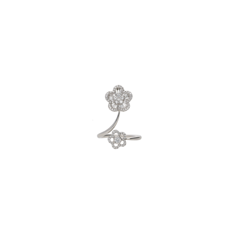 Bartorelli Italian Jewels | ANELLO IN ORO BIANCO CON FIORI DI DIAMANTI BIANCHI - BAAN305 (2)