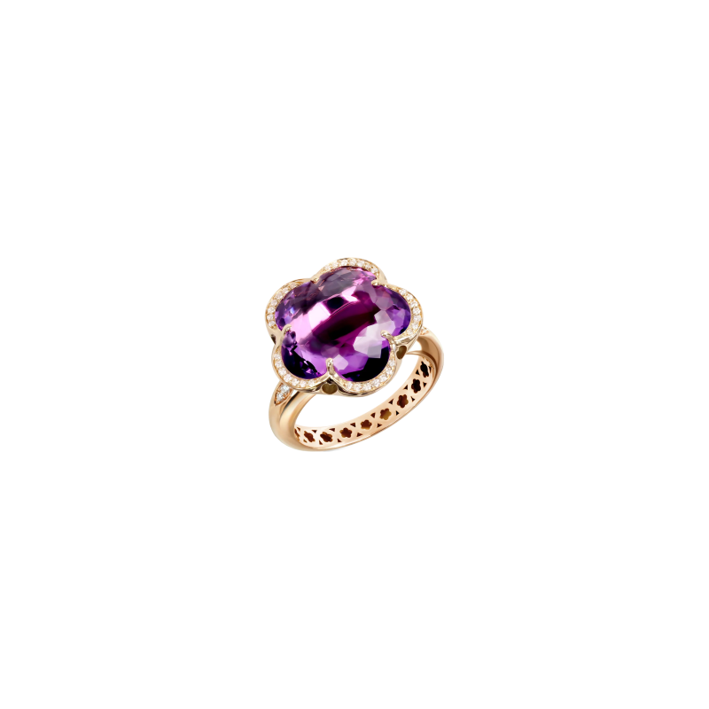 Pasquale Bruni | ANELLO BON TON IN ORO ROSA CON AMETISTA E DIAMANTI - 16809R (1)