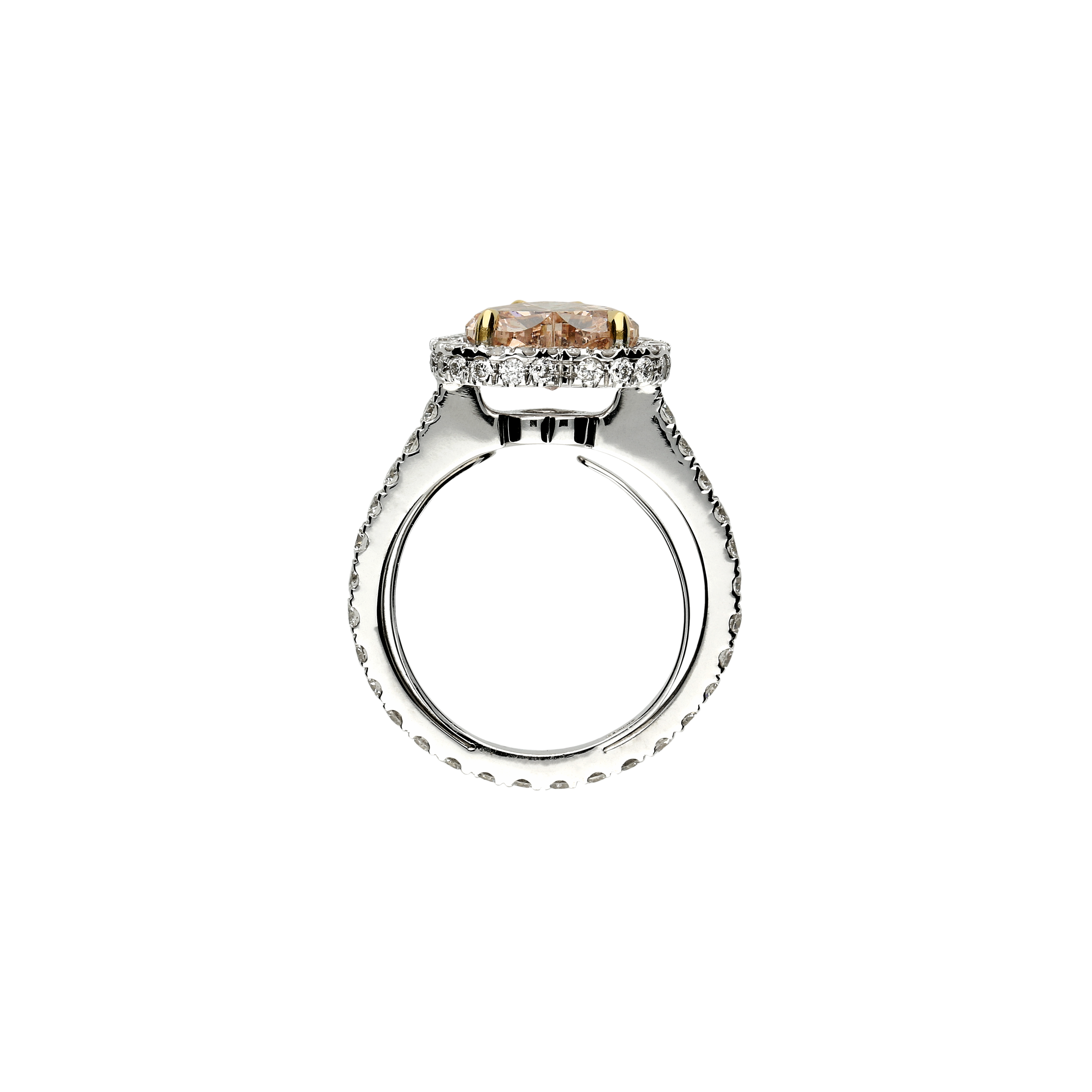 Bartorelli Italian Jewels | ANELLO IN ORO BIANCO 18 CARATI CON DIAMANTE FANCY BROWNISH ORANGY PINK TAGLIO CUORE E PAV&Eacute; DI DIAMANTI BIANCHI TAGLIO BRILLANTE - F.273D (3)