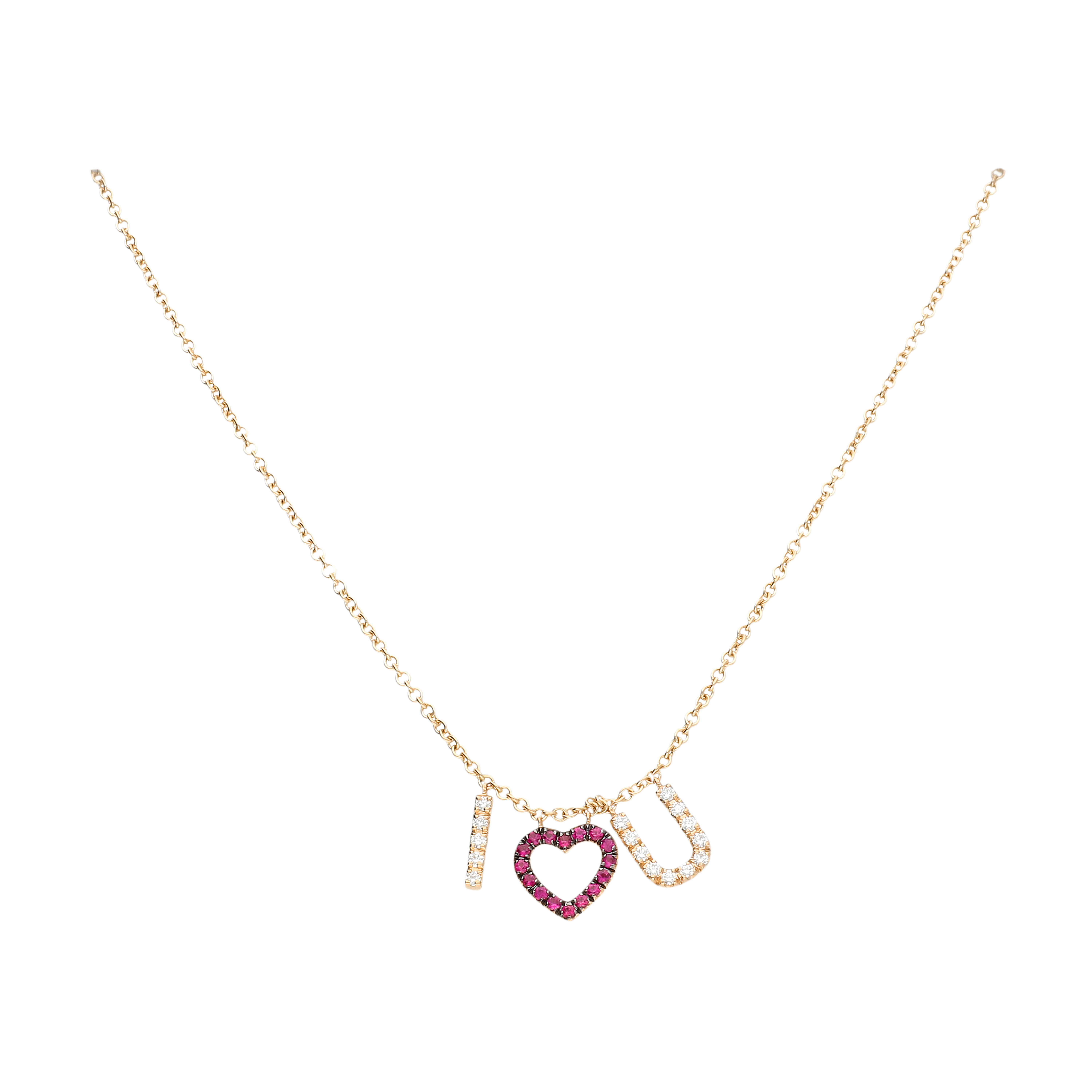 Bartorelli Italian Jewels | I LOVE U - Collana in oro rosa con diamanti bianchi e rubini - FC2425-3R001007N (1)
