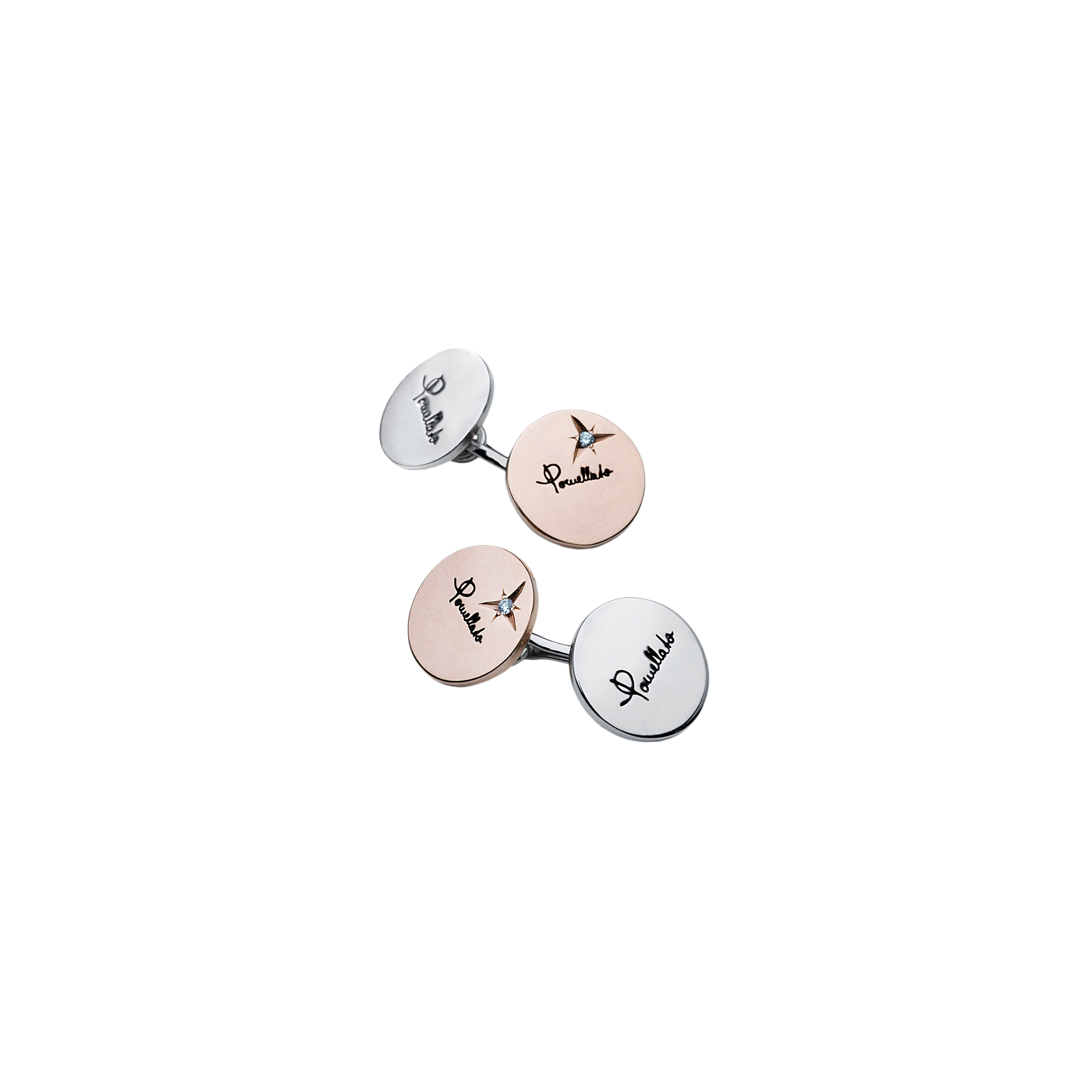 Pomellato | GEMELLI POMELLATO IN ORO ROSA 9 CARATI E ARGENTO RODIATO CON DIAMANTE - G.A918/BAG9/9 - G.A918/BAG9/9 (1)