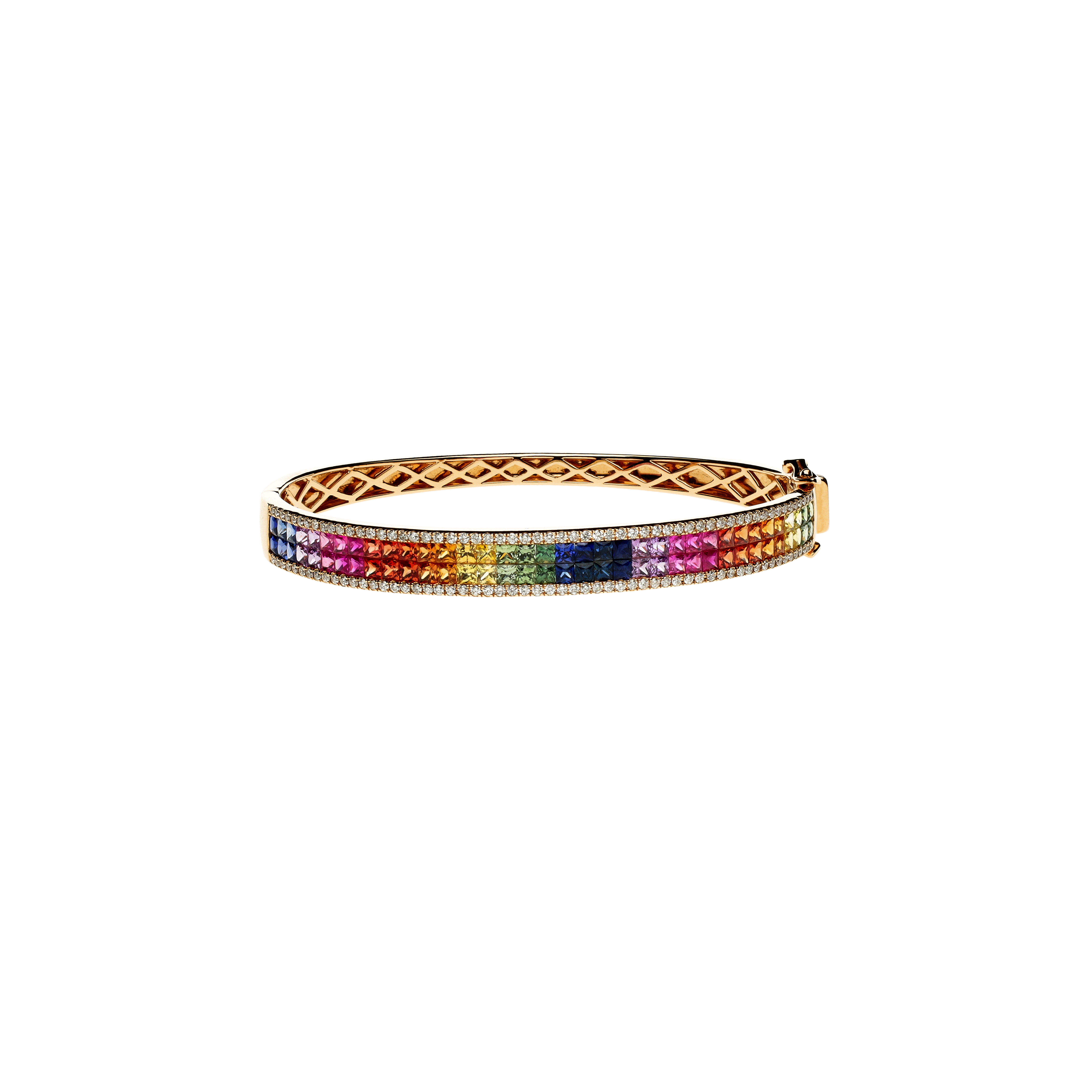 Bartorelli Italian Jewels | BRACCIALE RIGIDO RAINBOW IN ORO ROSA CON DIAMANTI E ZAFFIRI MULTICOLOR - KB1039/MS (1)