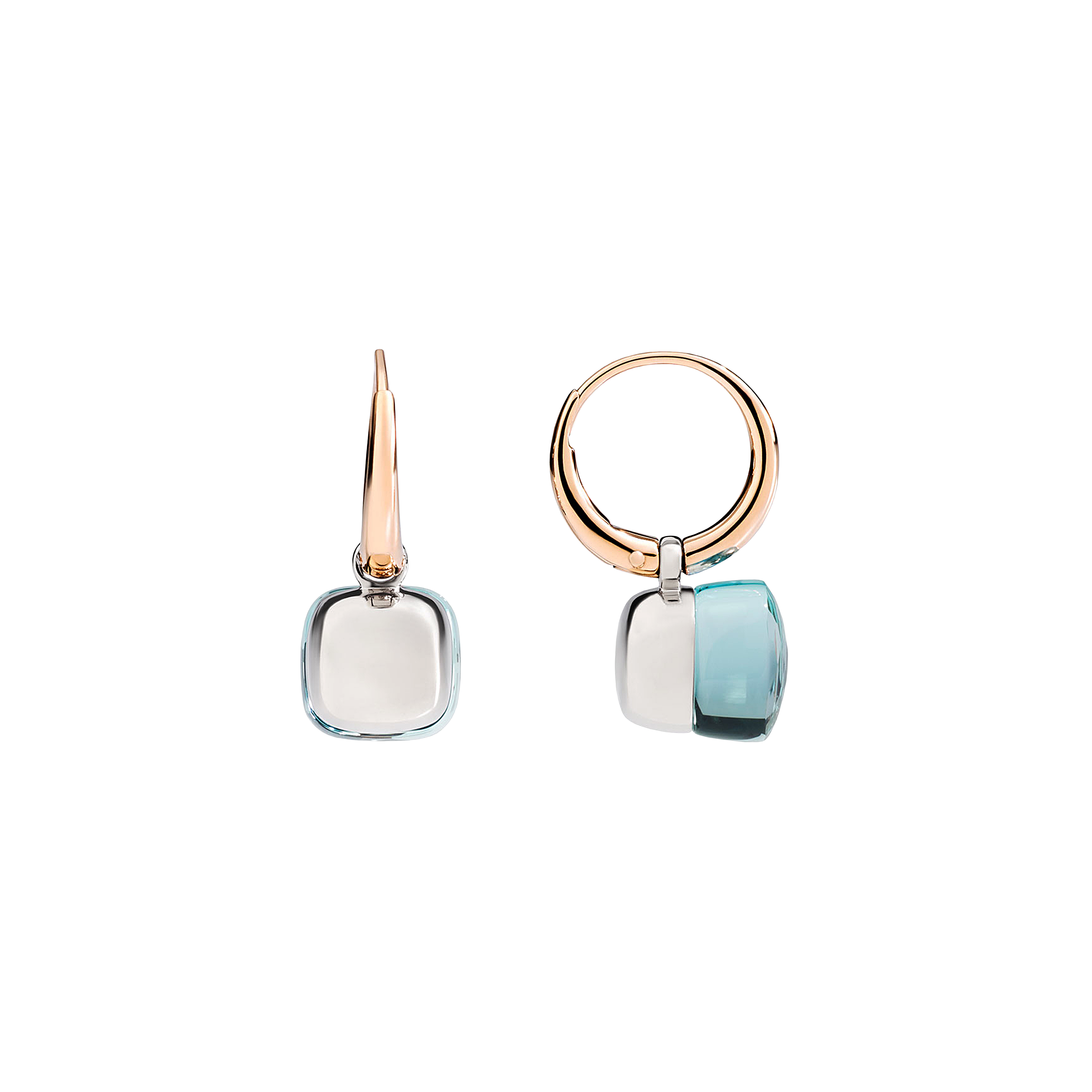 Pomellato | ORECCHINI NUDO - ORECCHINI IN ORO ROSA CON CASTONE IN ORO BIANCO E TOPAZIO AZZURRO SFACCETTATO - O.B201/O6/OY - POB2010O6000000OY (2)