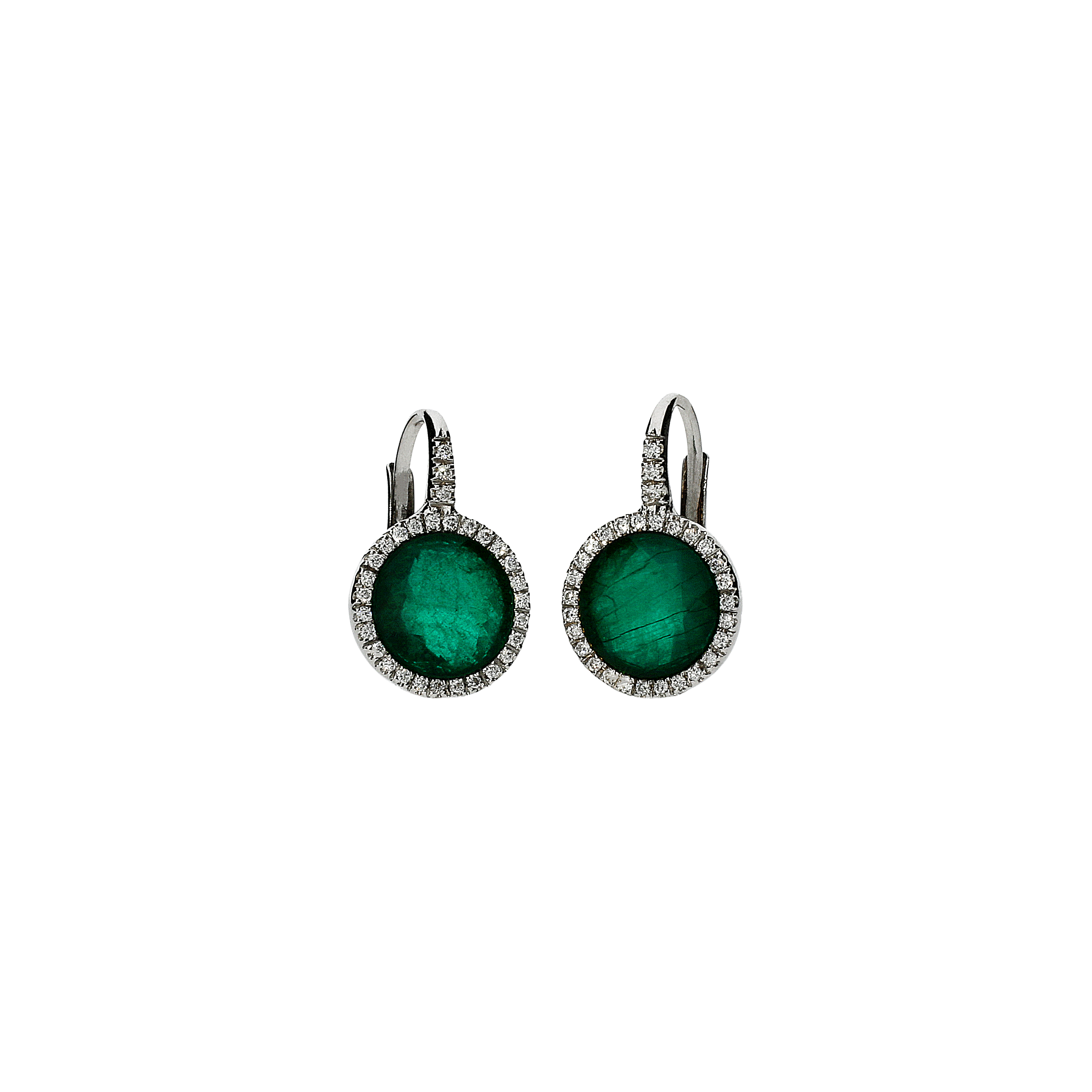 Bartorelli Italian Jewels | Orecchini in oro bianco 18 carati,smeraldo,cristallo di rocca e diamanti bianchi taglio brillante - O250/21 SM (1)