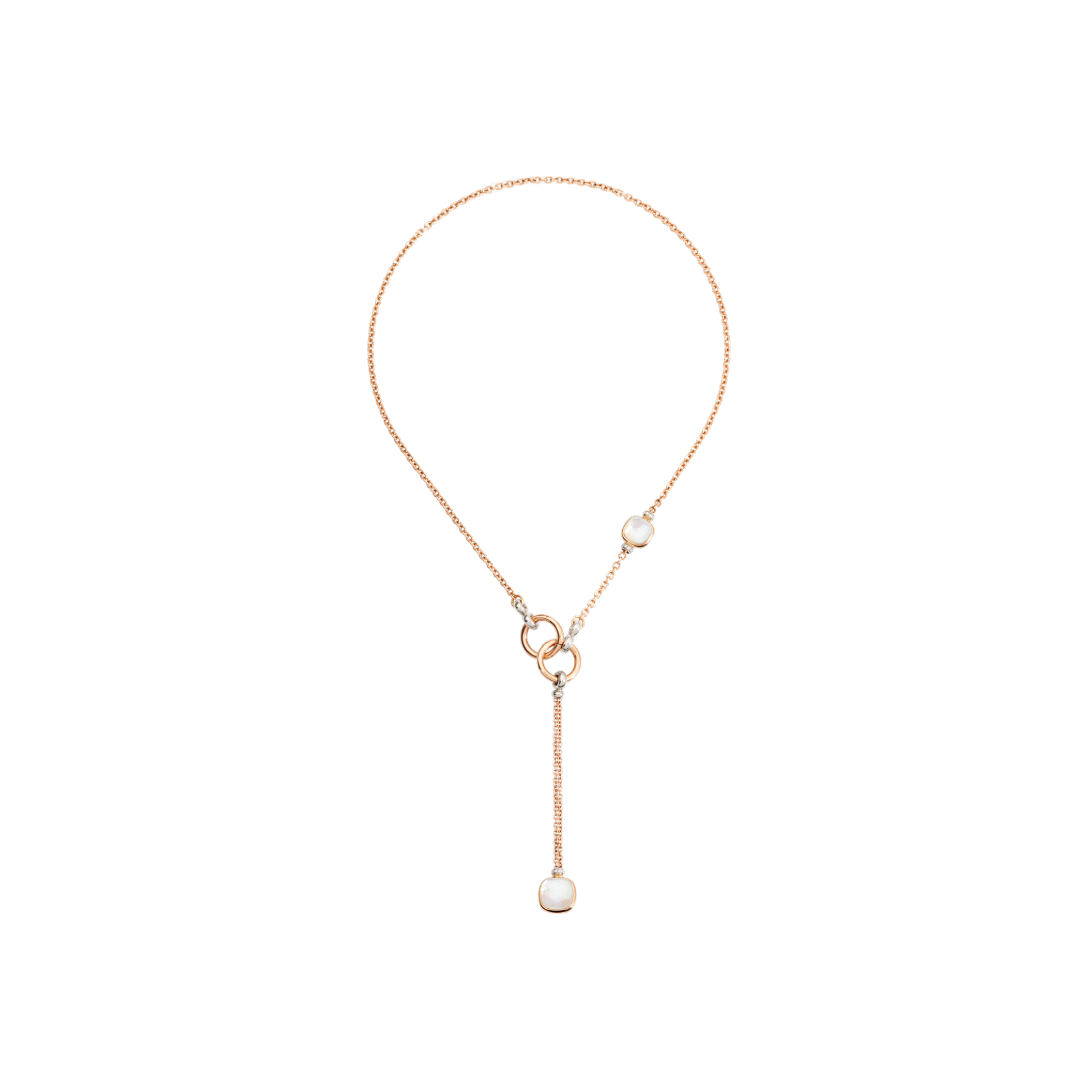 Pomellato | POMELLATO - COLLANA LARIAT NUDO IN ORO ROSA E BIANCO CON MADREPERLE, TOPAZI BIANCHI E DIAMANTI - PCB9051O6000DB0VA - PCB9051O6000DB0VA (1)