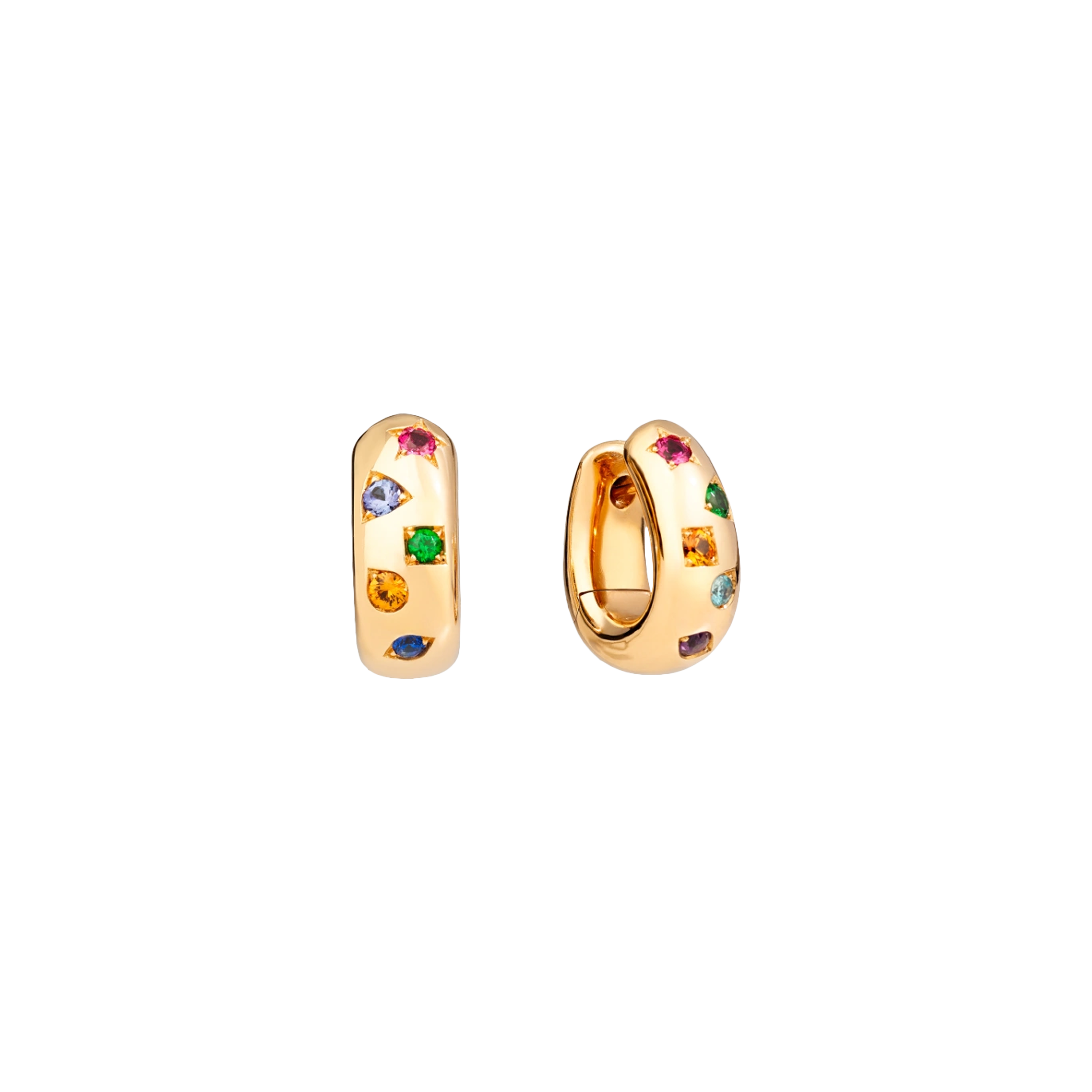 Pomellato | POMELLATO ICONICA - ORECCHINI ICONICA IN ORO ROSA E PIETRE - Orecchini oro rosa 18K, 20 ametiste, tsavoriti, zaffiri blu, spinelli rossi, tormaline rosa, tanzaniti, zirconi blu, zirconi orange 1.1 ct - POC1002O7000000VA (1)