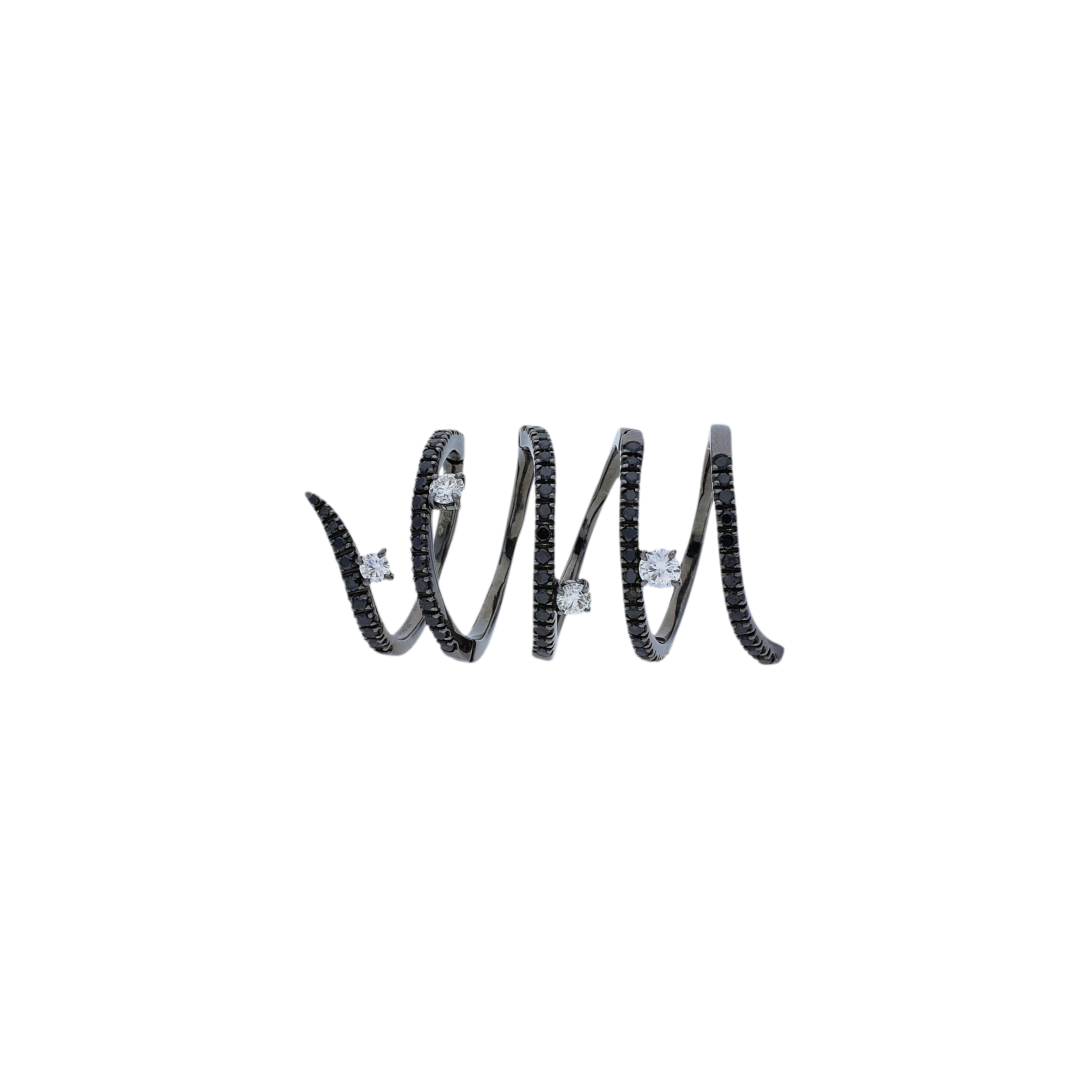 Bartorelli Italian Jewels | Magic Snake - Anello in oro brunito 18 carati,diamanti neri e diamanti bianchi taglio brillante - SK-5475A*BN- (2)