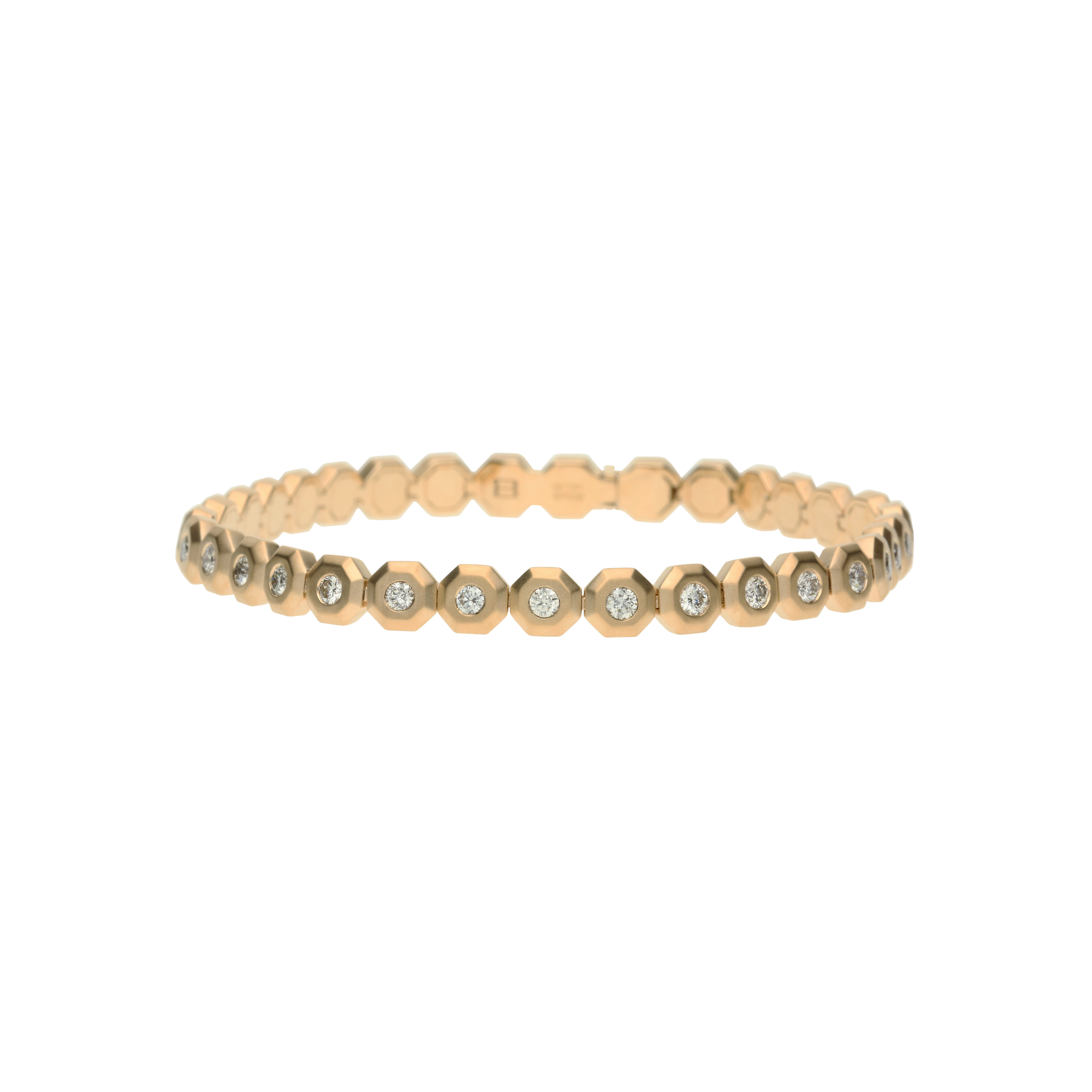Bartorelli Italian Jewels | BRACCIALE OCTAGON IN ORO ROSA SATINATO E DIAMANTI BIANCHI - VB27411DPS (1)