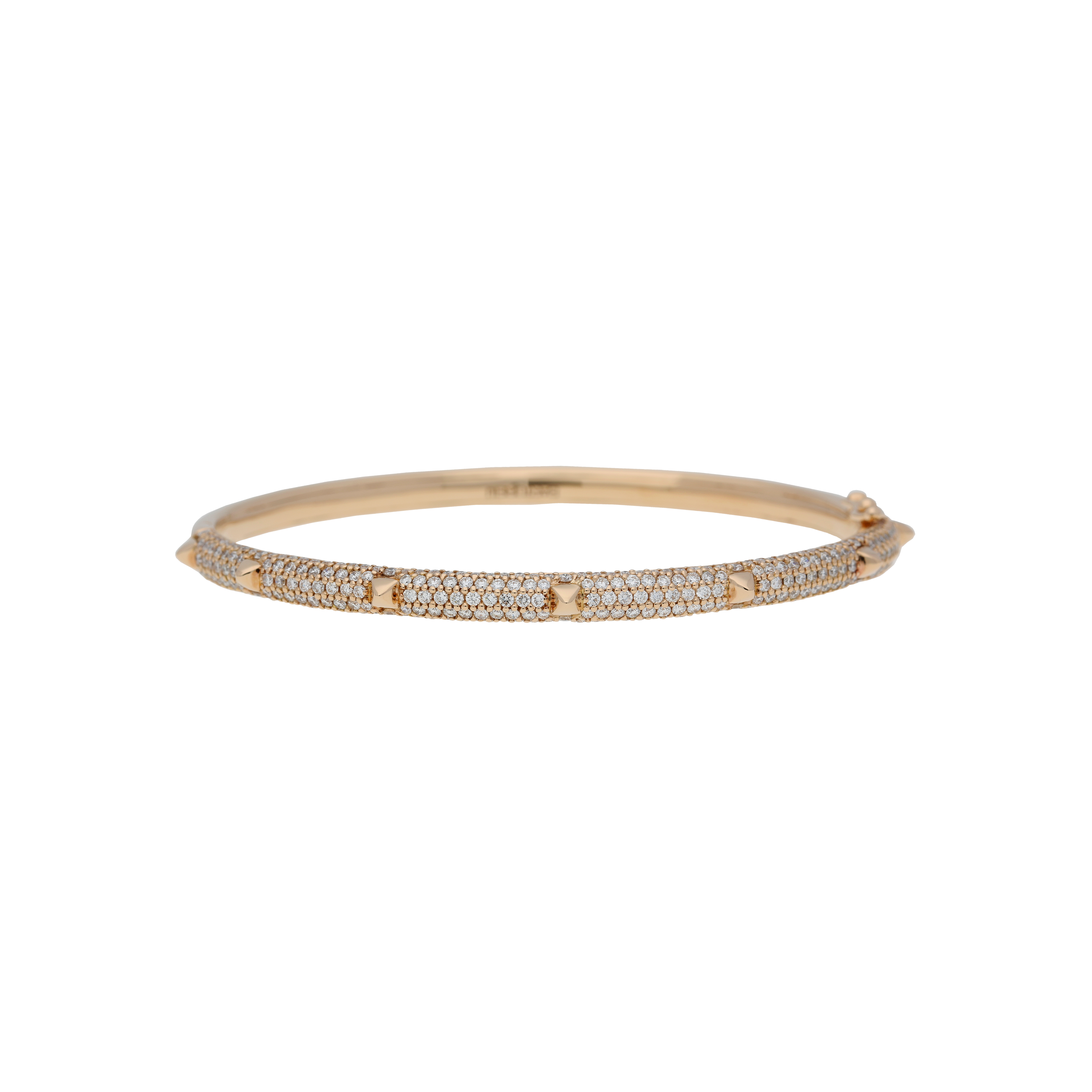 Bartorelli Italian Jewels | BRACCIALE PIRAMIDI IN ORO ROSA E DIAMANTI BIANCHI DEMI-PAVE' MISURA S/M (1)