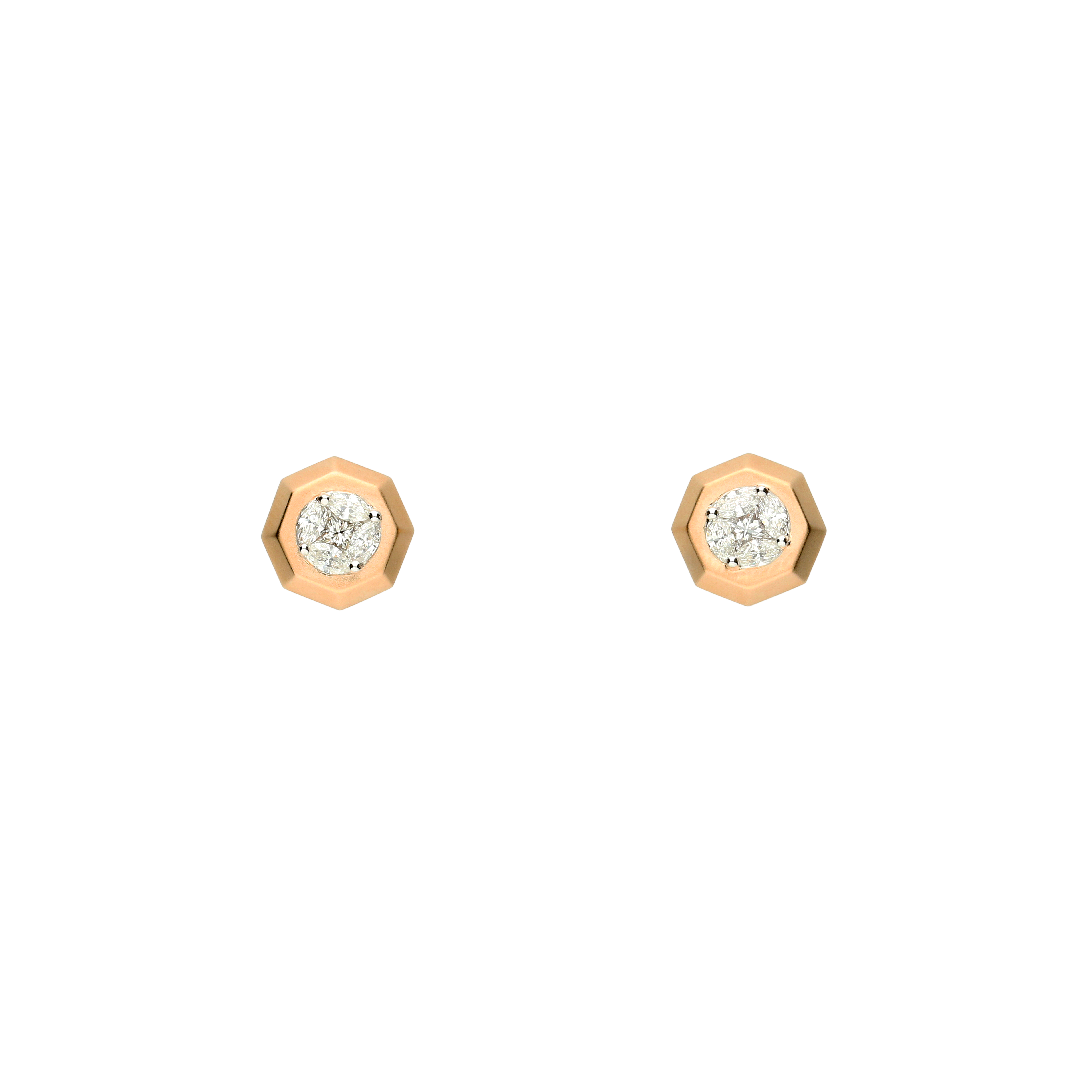 Bartorelli Italian Jewels | ORECCHINI OCTAGON IN ORO ROSA SATINATO E DIAMANTI BIANCHI - VE26828DPS (1)
