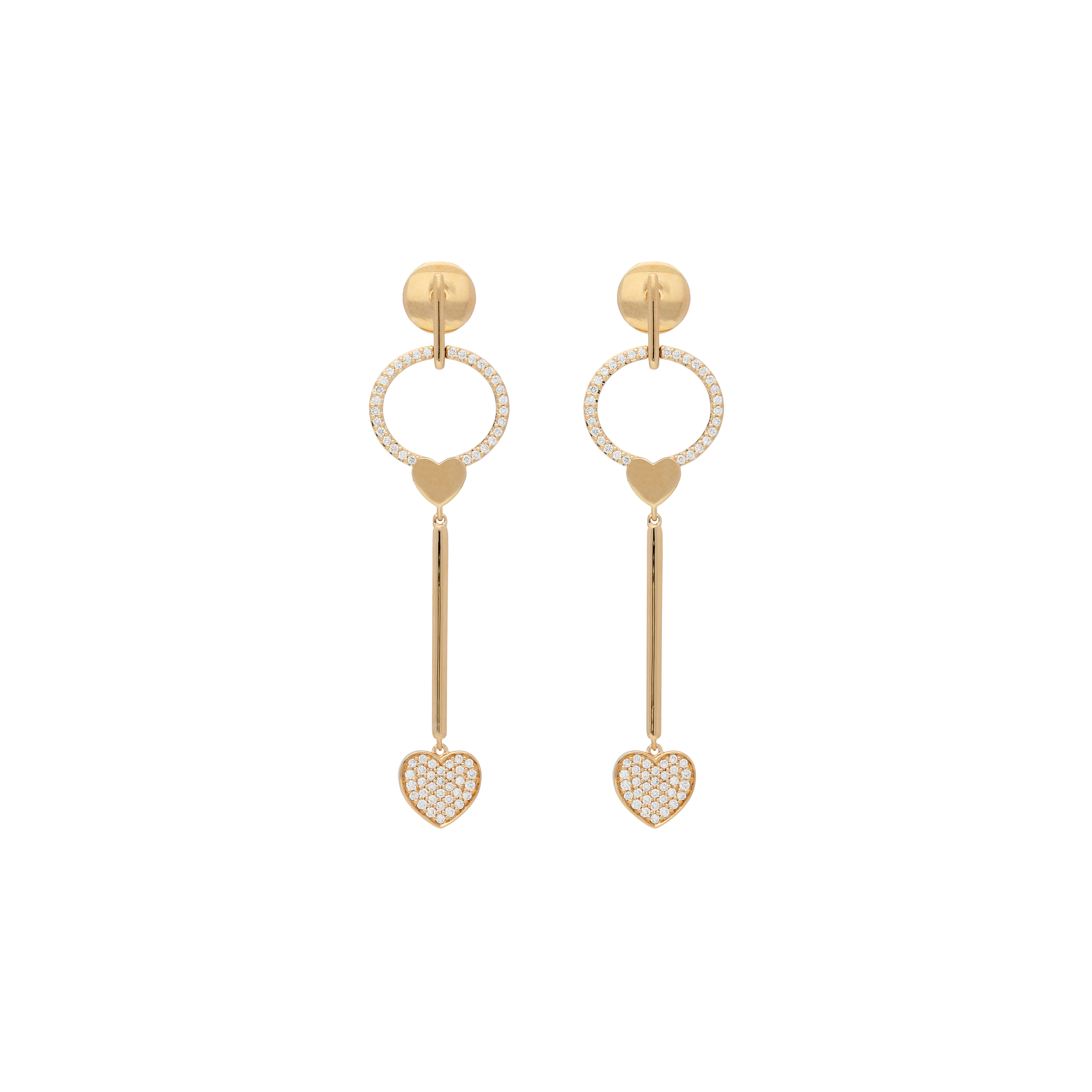 Bartorelli Italian Jewels | ORECCHINI CUORI PENDENTI IN ORO ROSA E DIAMANTI BIANCHI - VE27368DP (1)