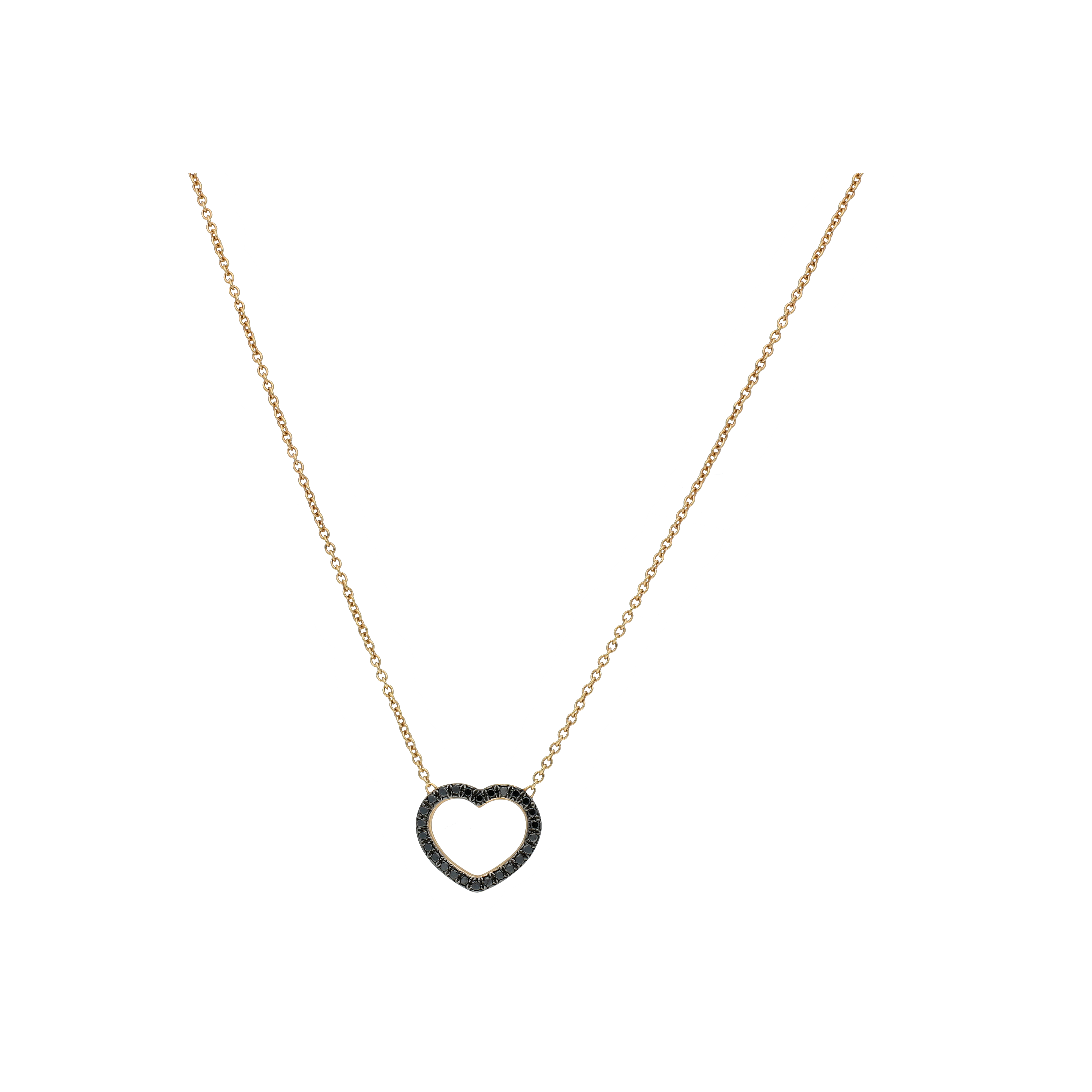 Bartorelli Italian Jewels | COLLANA CUORE IN ORO ROSA CON DIAMANTI NERI - VN24413DKP (1)
