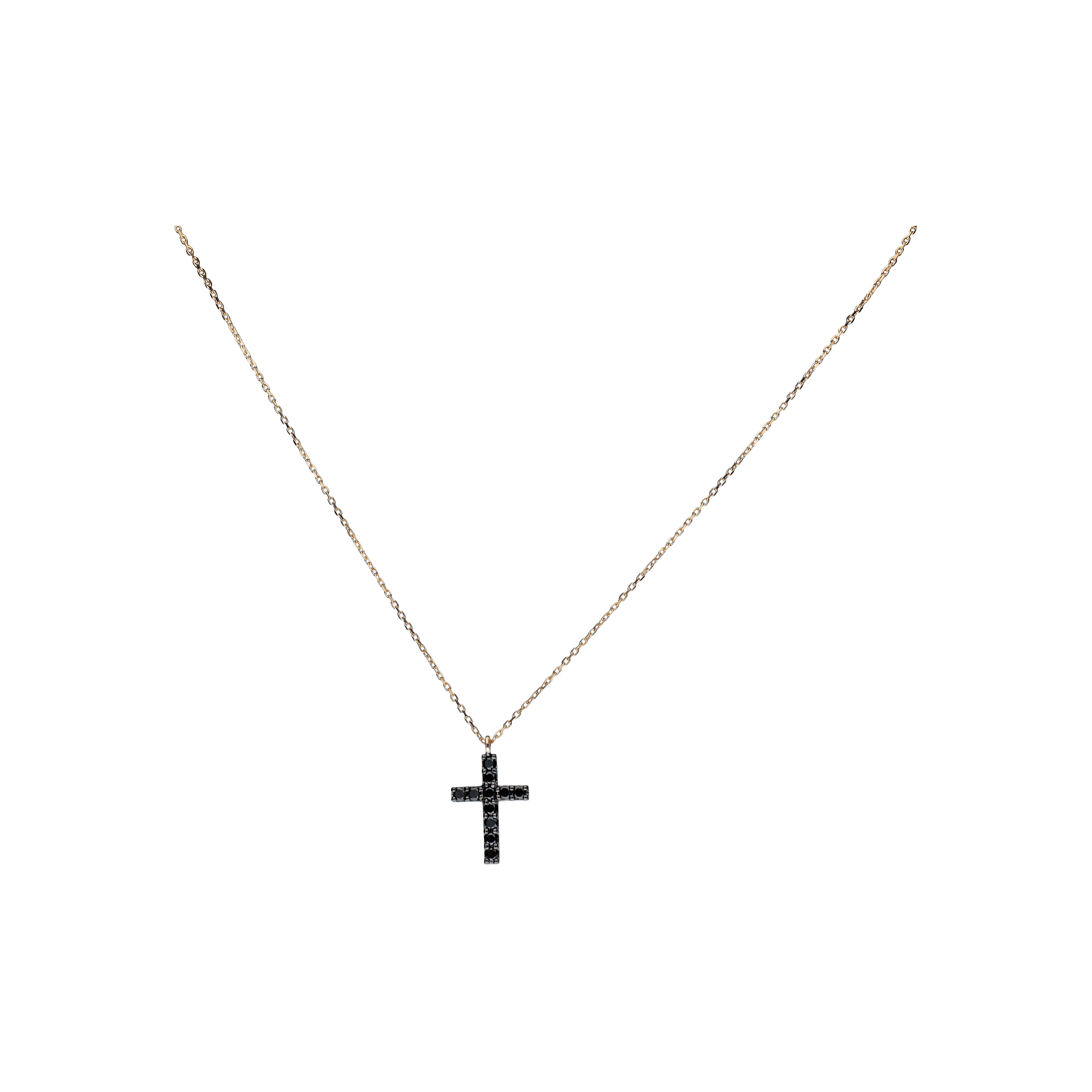 Bartorelli Italian Jewels | COLLANA IN ORO ROSA CON CROCE PENDENTE IN DIAMANTI NERI - VN27315DKP (1)