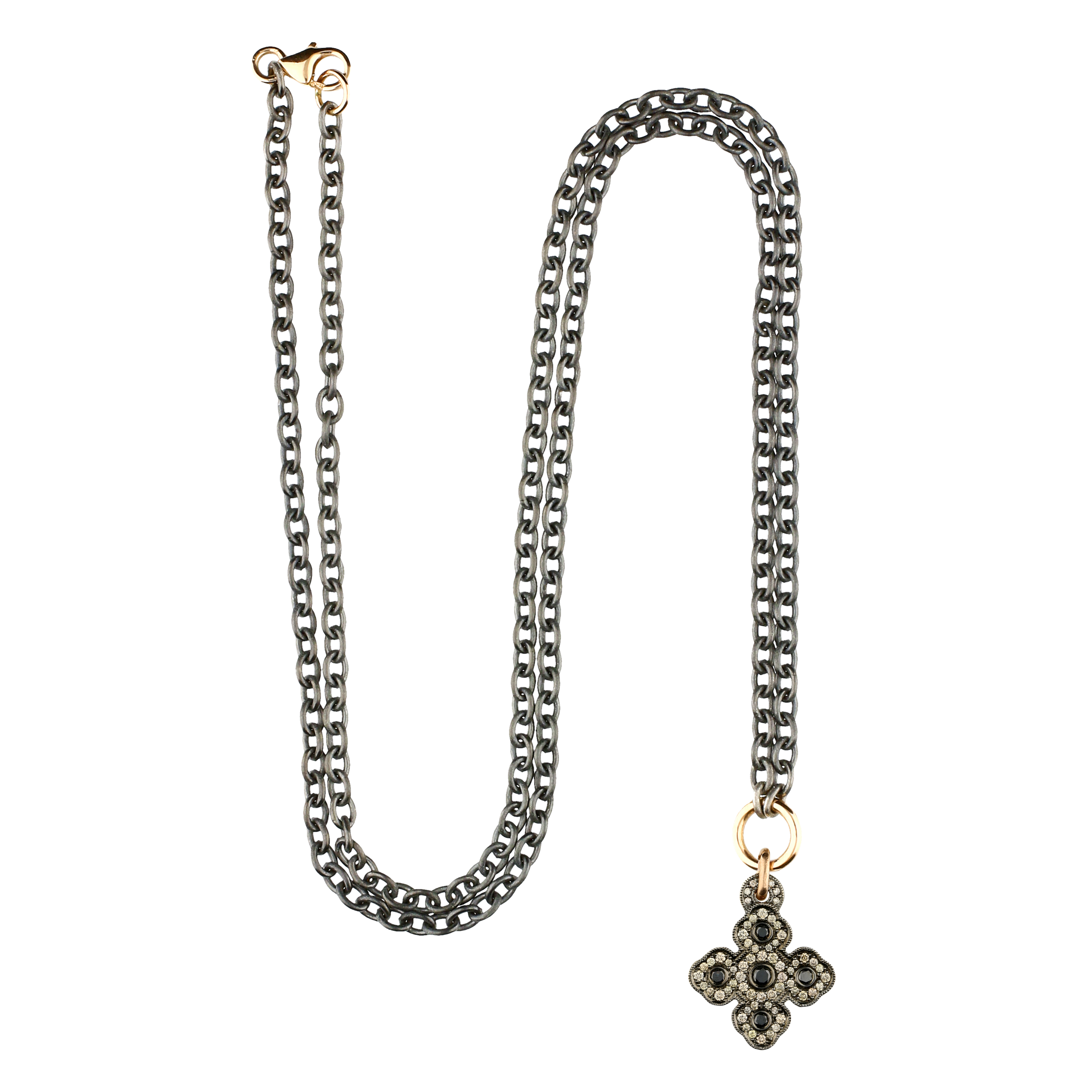 Bartorelli Italian Jewels | CIONDOLO CROCE IN ORO BRUNITO, DIAMANTI BROWN E DIAMANTI NERI - VP25819DBDKX09 (3)