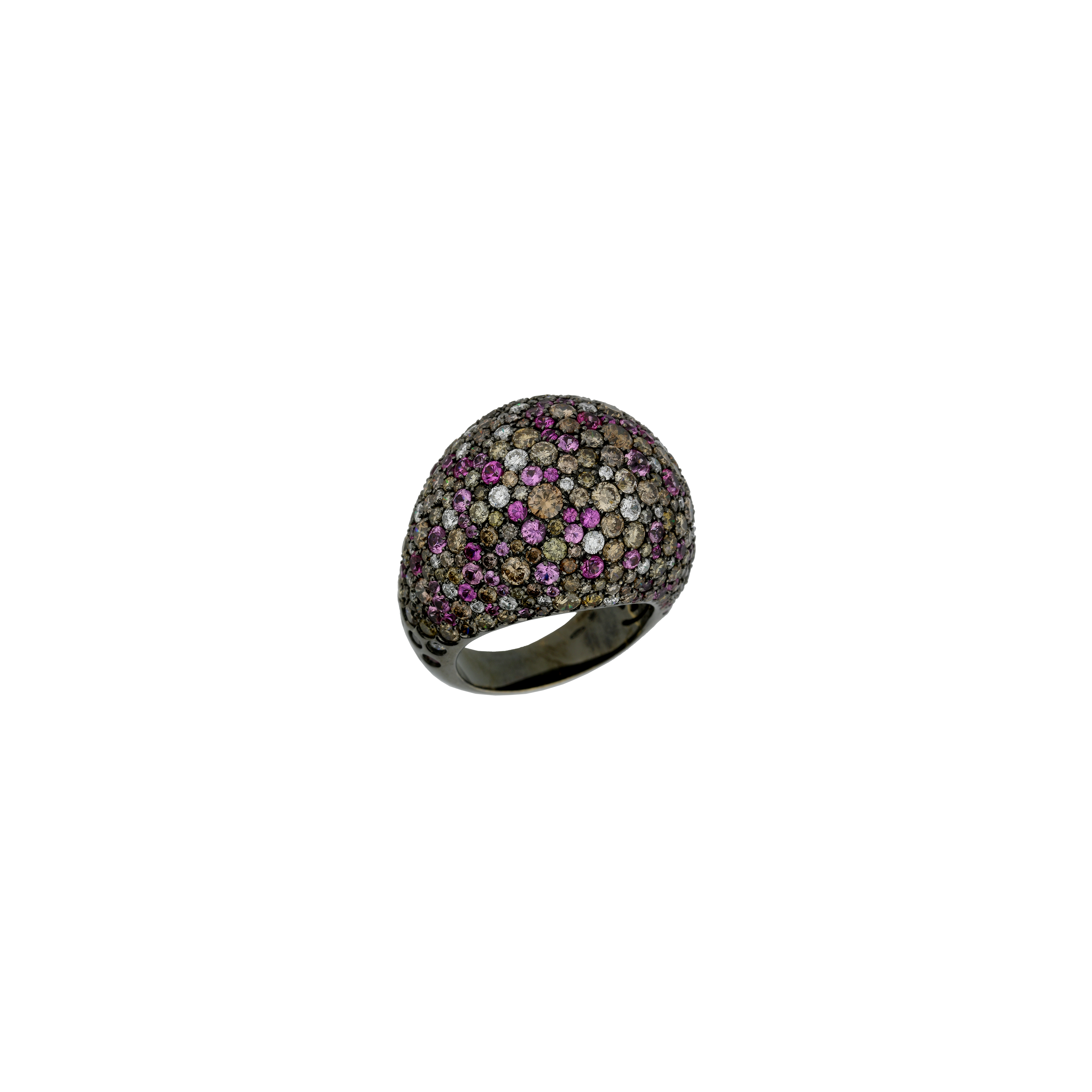 Bartorelli Italian Jewels | ANELLO IN ORO NERO CON DIAMANTI BIANCHI, DIAMANTI BROWN E ZAFFIRI ROSA - VR22519DDBSPBW (1)