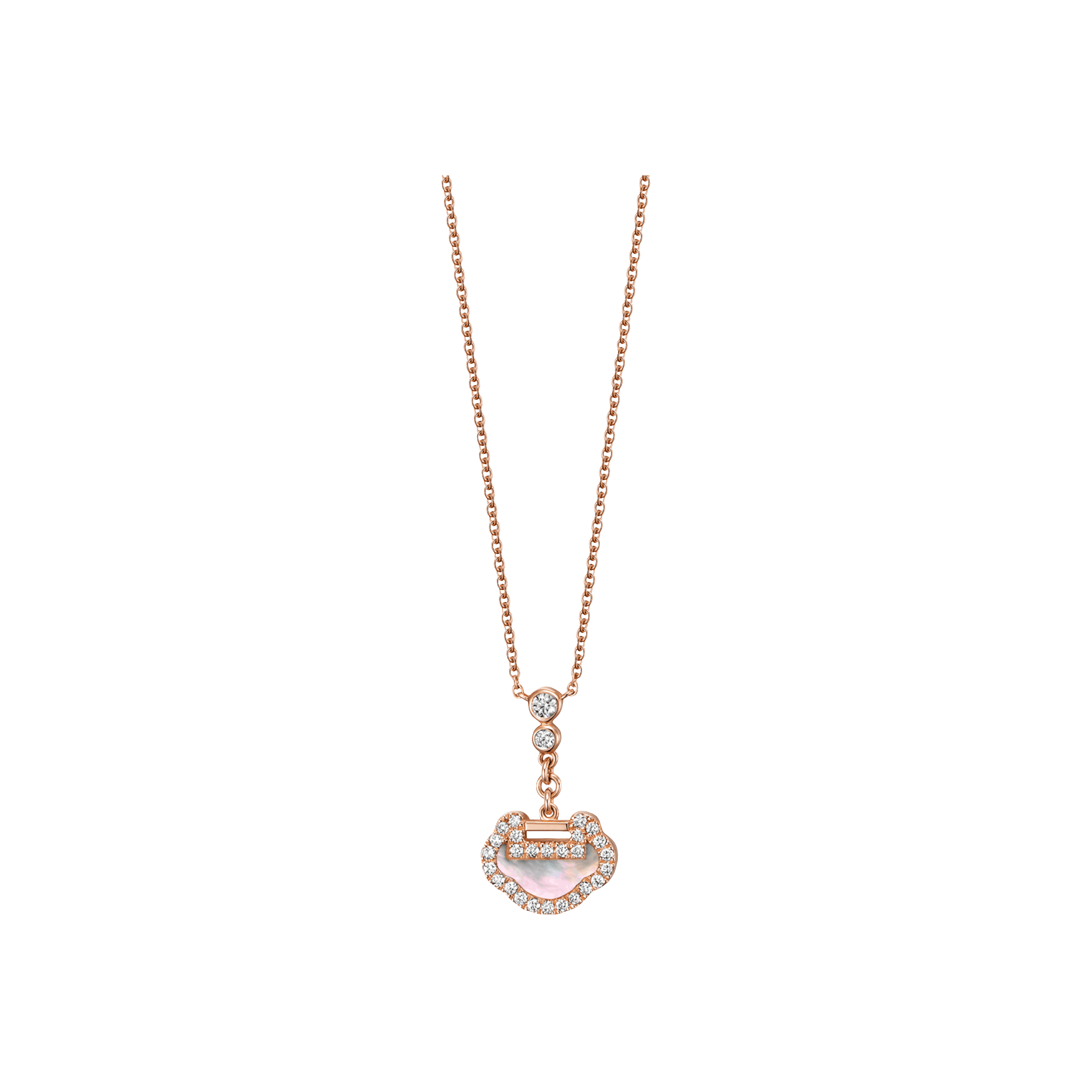 Qeelin | COLLANA YU YI PETITE  IN ORO ROSA  CON DIAMANTI E MADREPERLA - YY-NL0003B-RGDMOP - YYNPT3ERGMP (1)