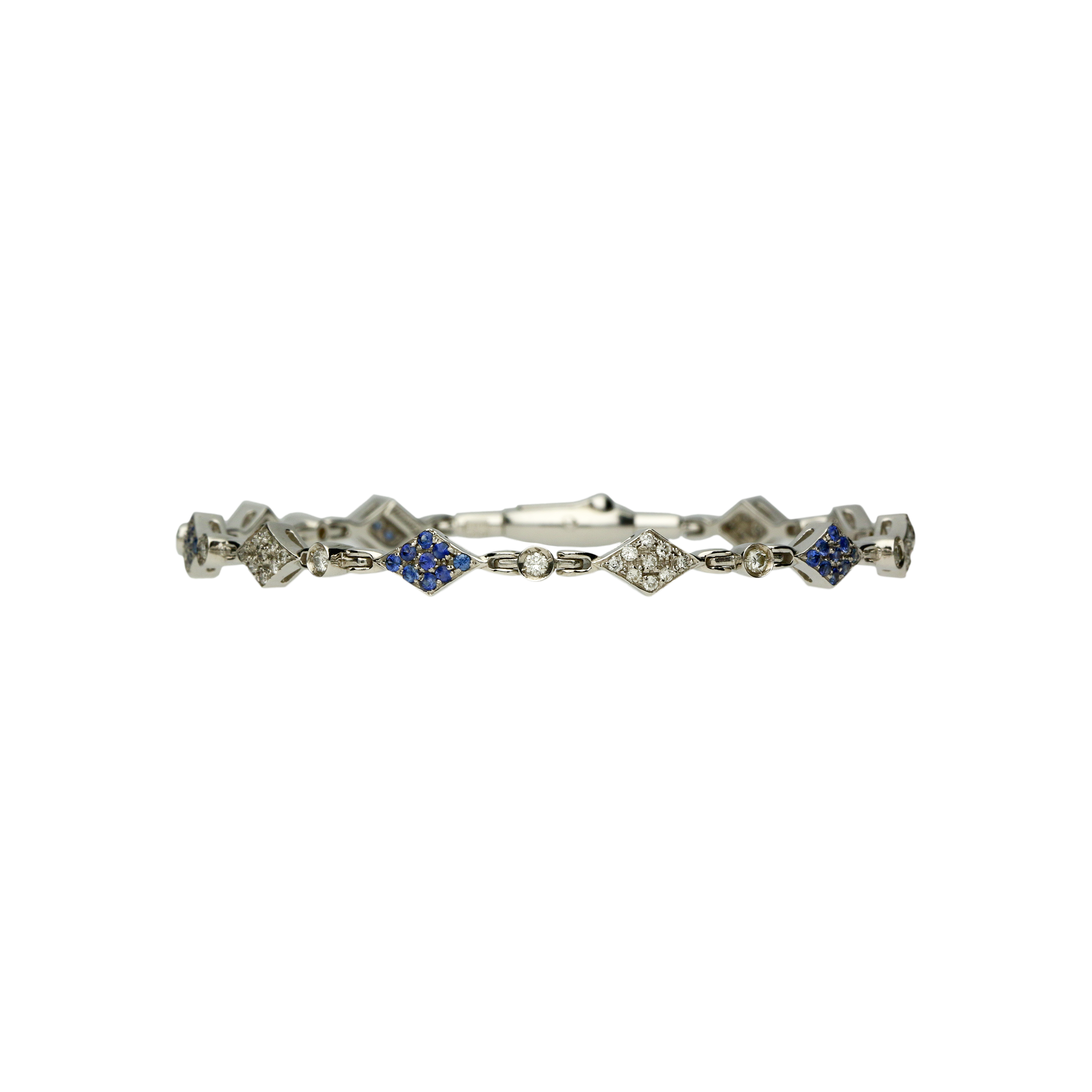 Bartorelli Italian Jewels | Bracciale in oro bianco 18 carati con diamanti bianchi e zaffiri blu taglio brillante - ZBBR128 (1)