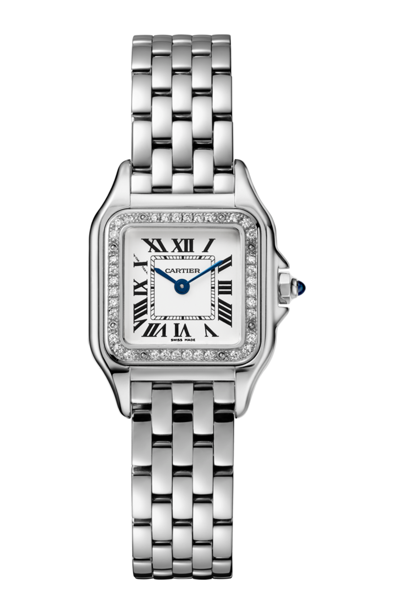 Cartier | PANTH&Egrave;RE DE CARTIER, MODELLO PICCOLO, ACCIAIO, DIAMANTI, QUARZO - W4PN0016 (1)