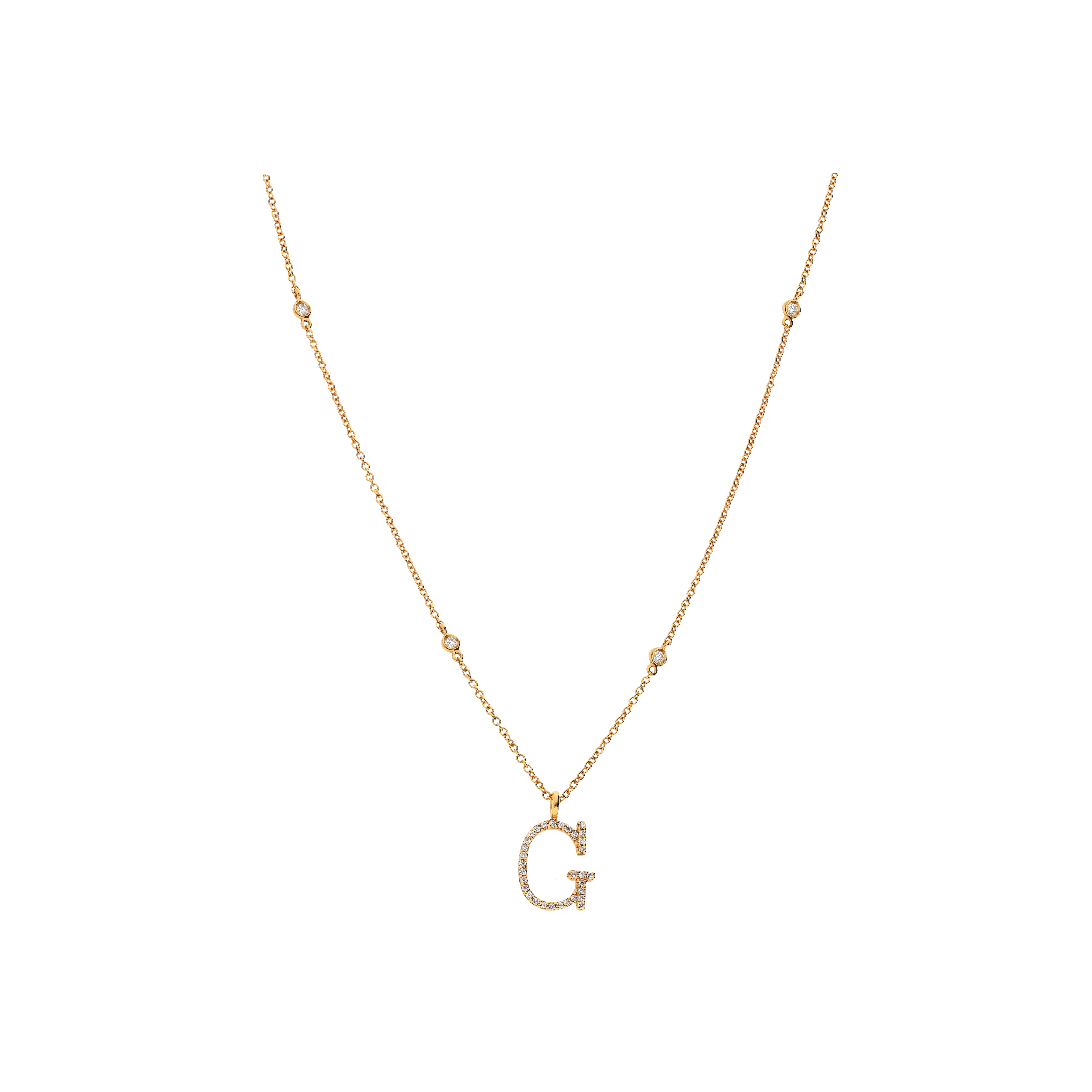 Bartorelli Italian Jewels | COLLANA IN ORO ROSA E DIAMANTI CON CIONDOLO LETTERA G IN PAV&Egrave; DI DIAMANTI - VN20969DP (1)