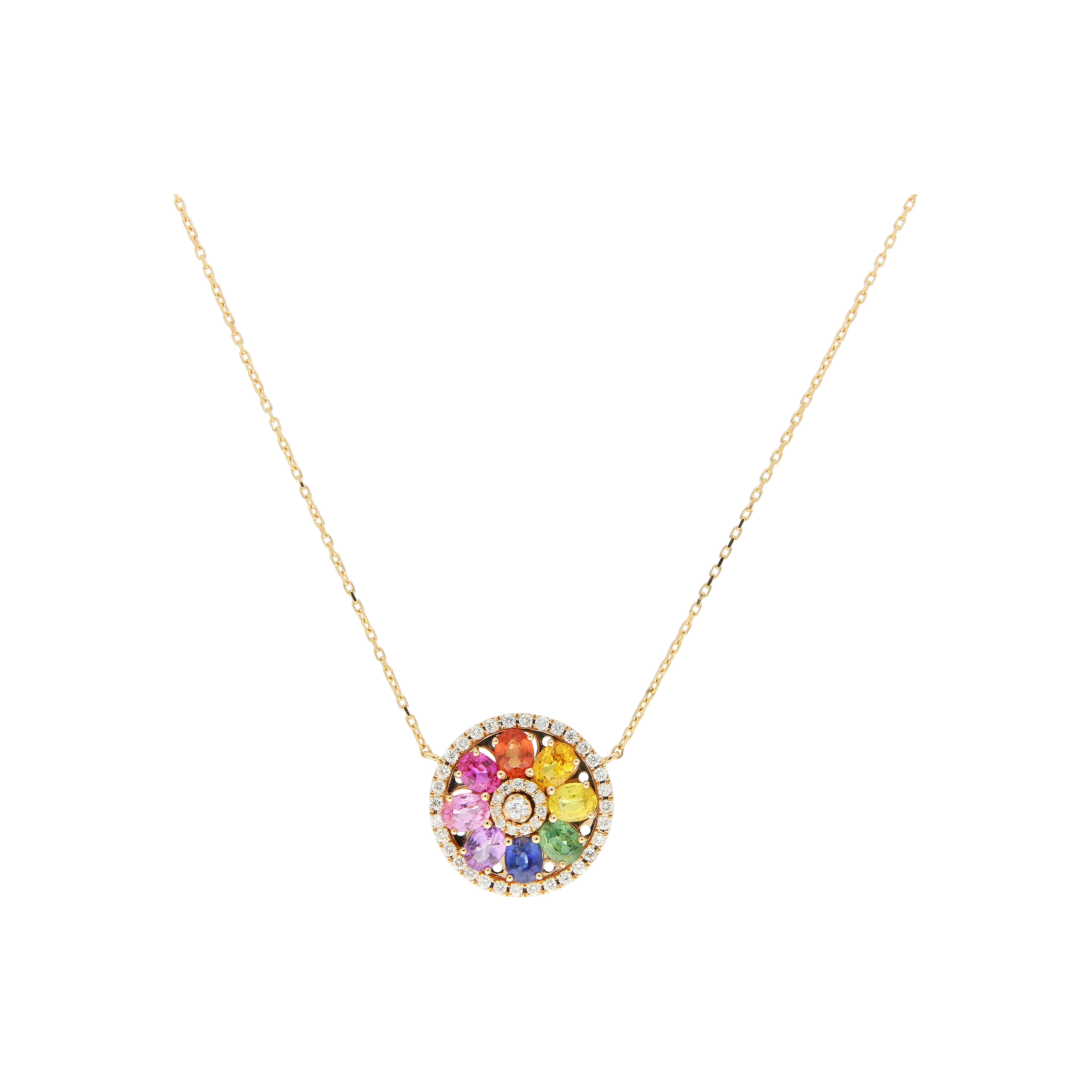 Bartorelli Italian Jewels | COLLANA RAINBOW IN ORO ROSA CON DIAMANTI, ZAFFIRI E RUBINI - KP1043/MS (1)