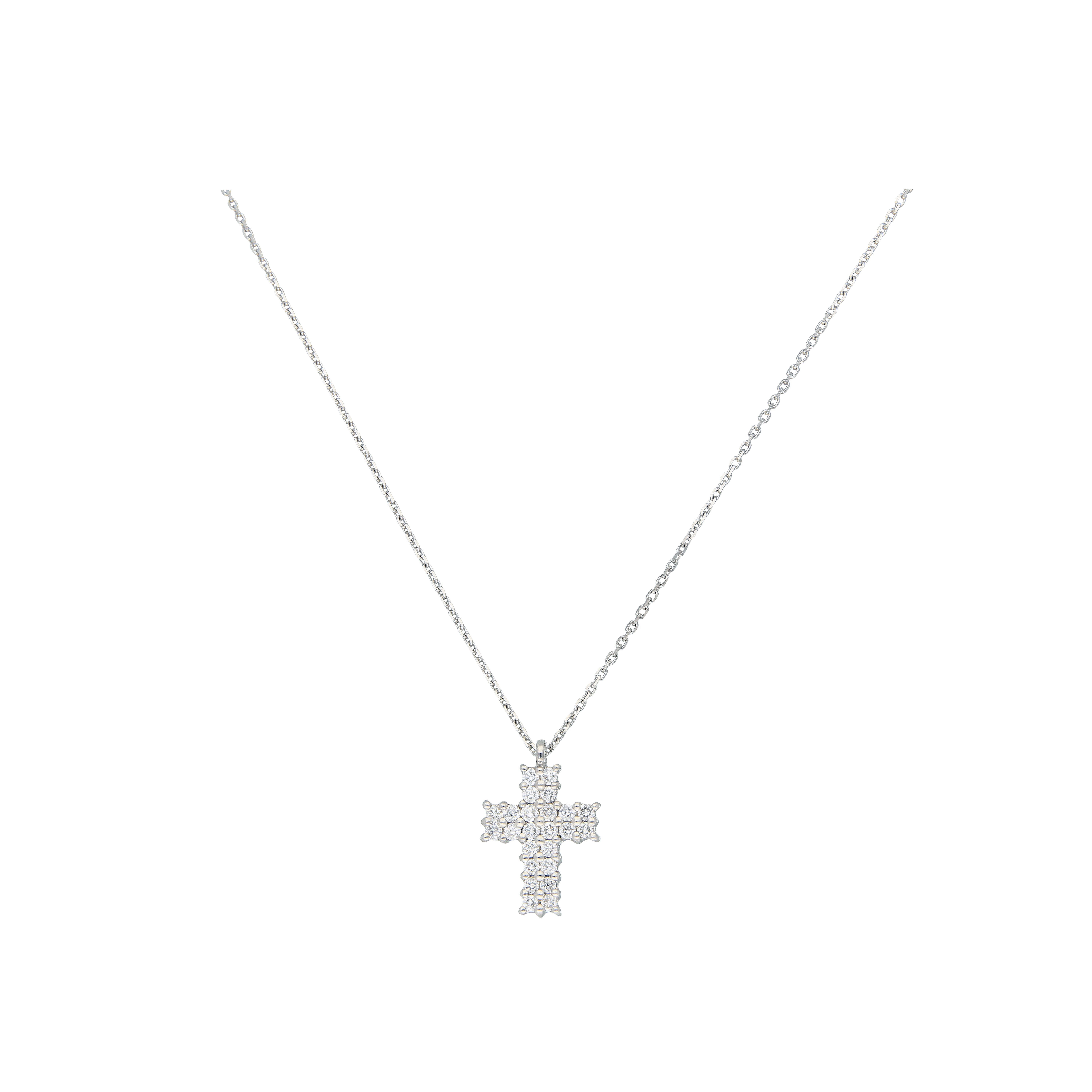 Bartorelli Italian Jewels | COLLANA CON CROCE PENDENTE IN ORO BIANCO E DIAMANTI - 37053859 (1)