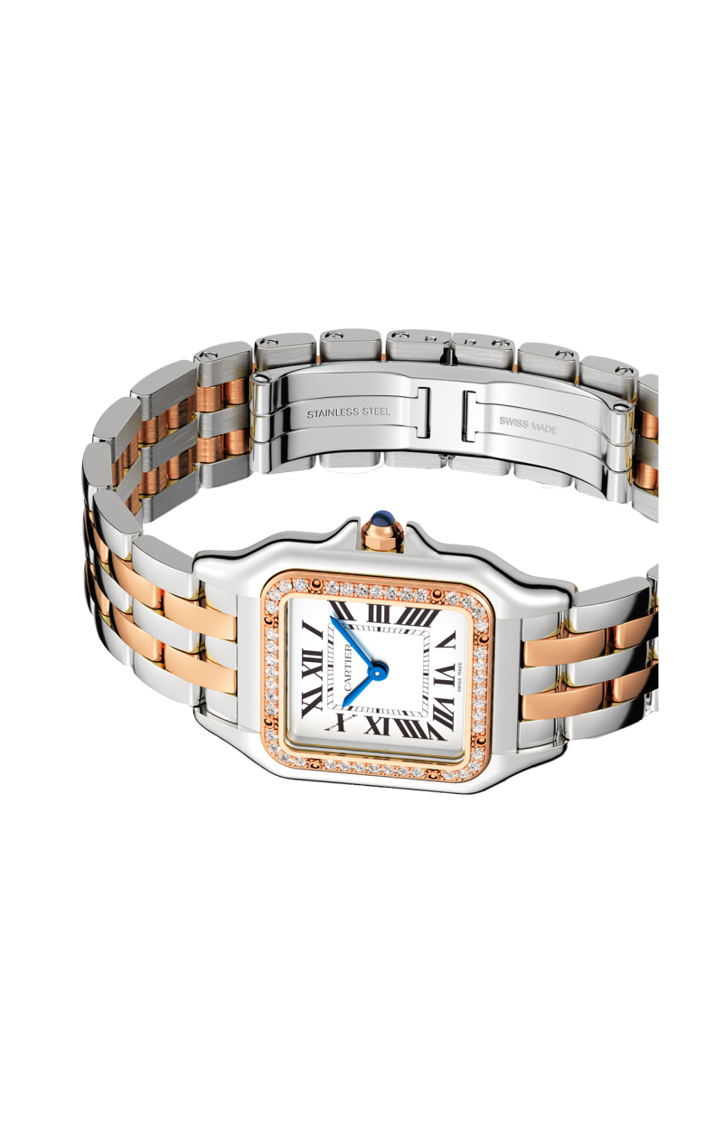 Cartier | PANTH&Egrave;RE DE CARTIER, MODELLO MEDIO, ACCIAIO, ORO ROSA, DIAMANTI, QUARZO - W3PN0015 (3)