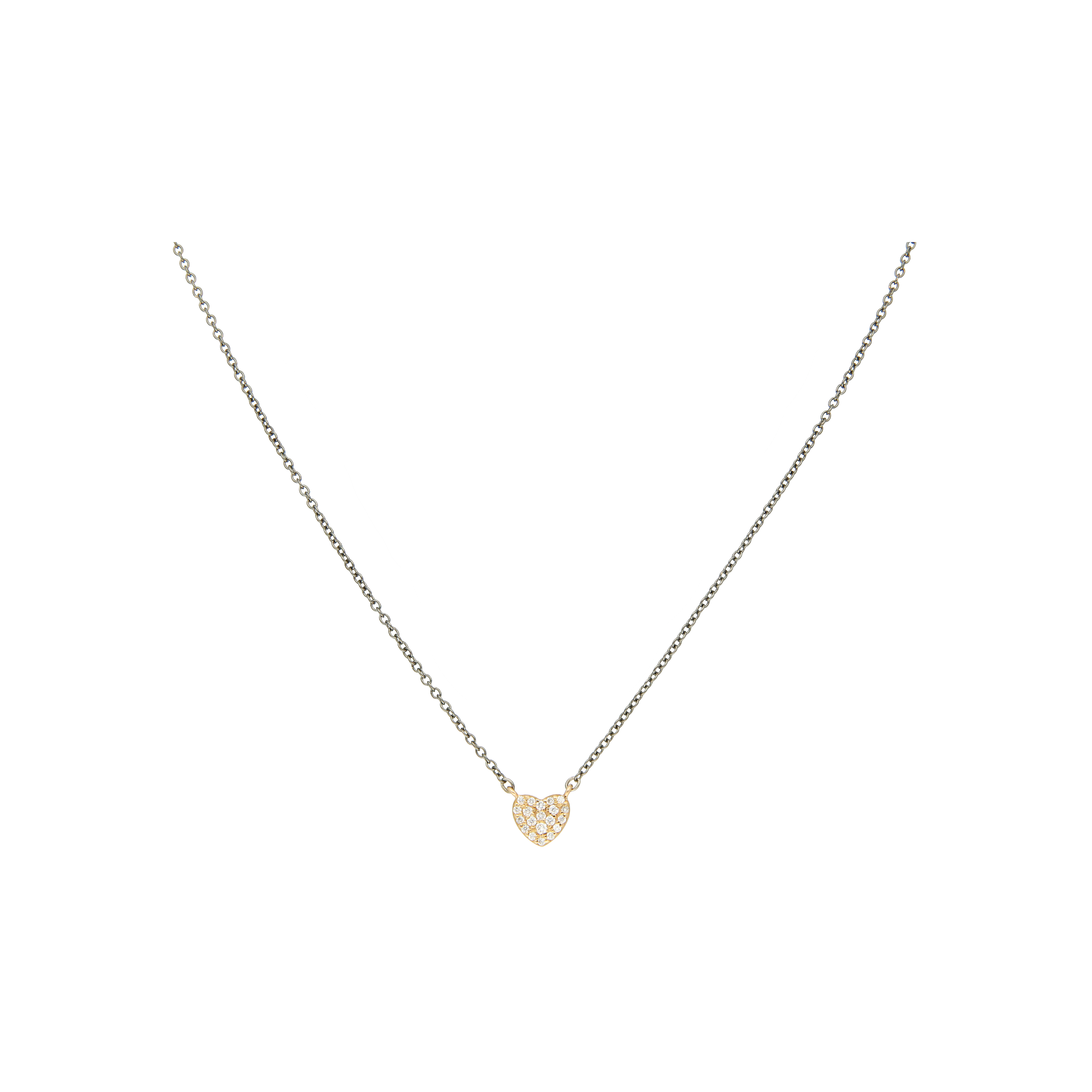 Bartorelli Italian Jewels | COLLANA GIROCOLLO IN ORO NERO CON CUORE IN PAV&Eacute; DI DIAMANTI - C054/54/1-C4 (1)