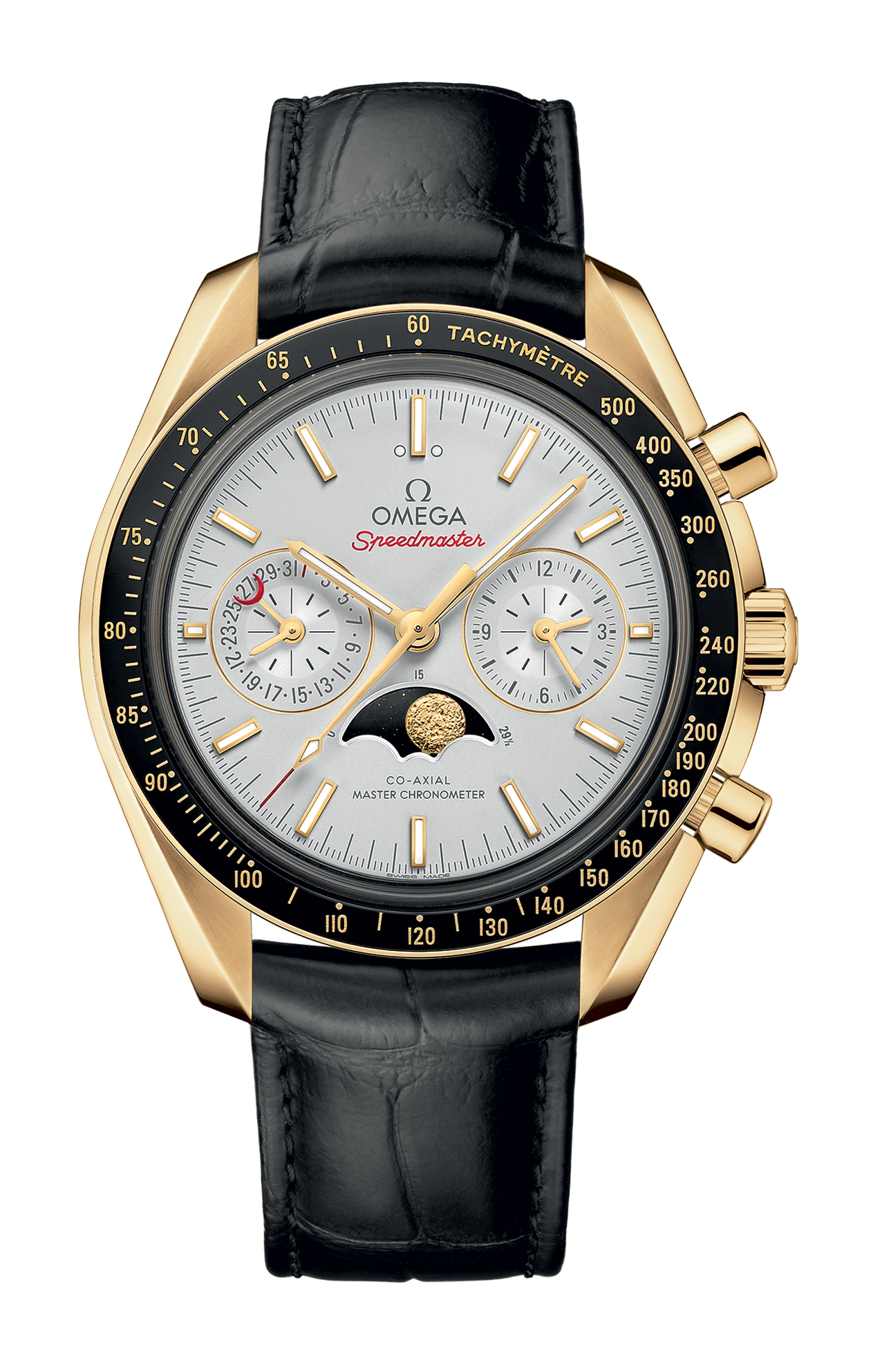 Omega | SPEEDMASTER FASI LUNARI 44,25 MM, ORO GIALLO SU PELLE - 304.63.44.52.02.001 (1)